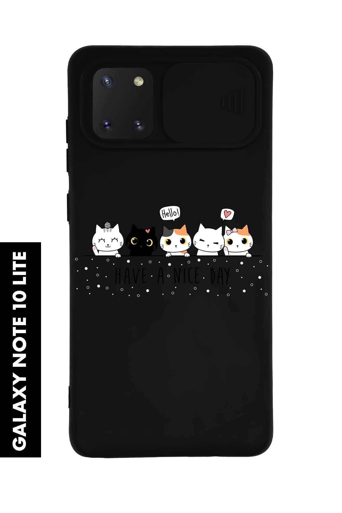 mooodcase Samsung Note 10 Lite Uyumlu Şirin Kedicikler Desenli Slider Kamera Korumalı Telefon Kılıfı