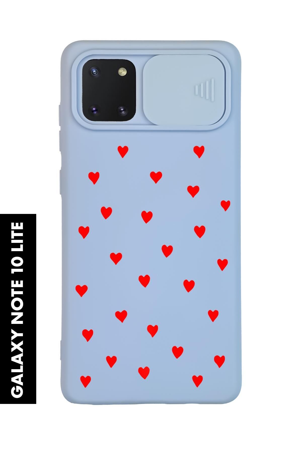 mooodcase Samsung Note 10 Lite Uyumlu Sevimli Kalpler Desenli Slider Kamera Korumalı Telefon Kılıfı