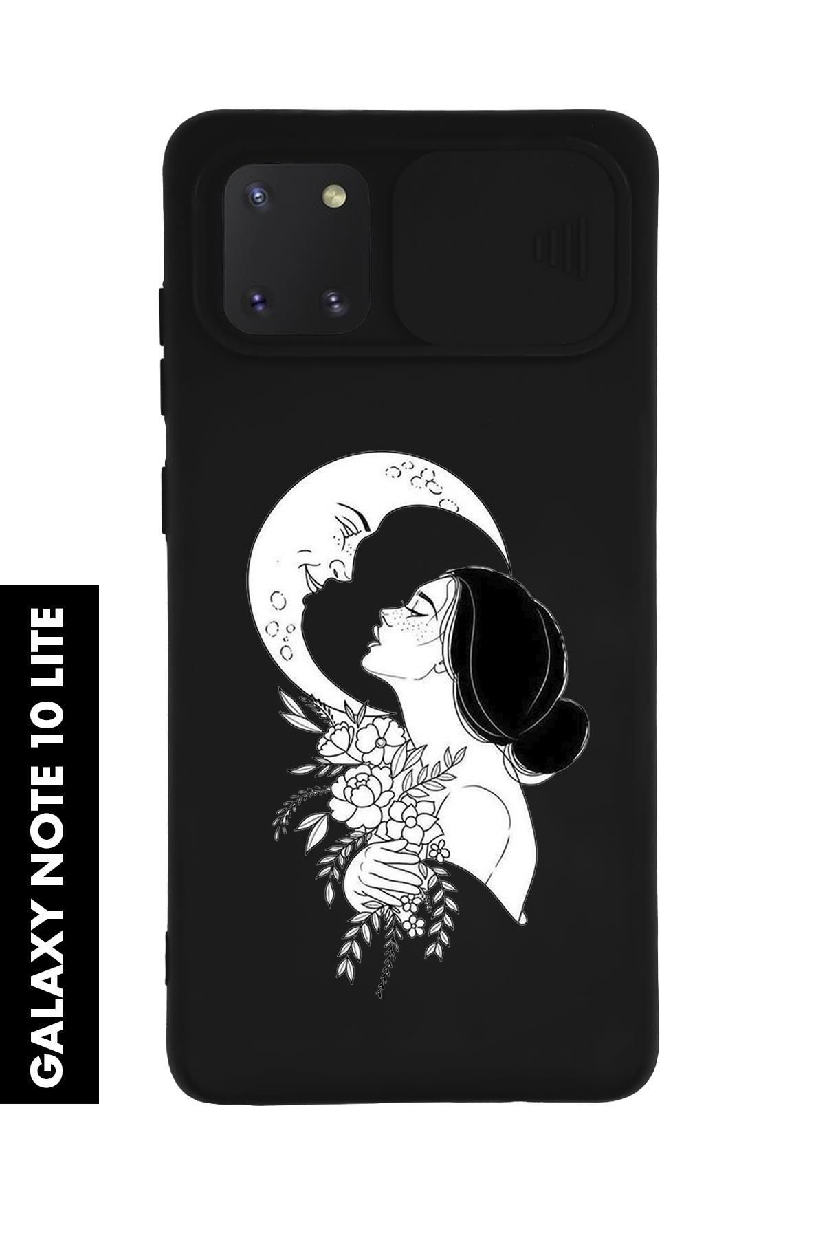 mooodcase Samsung Note 10 Lite Uyumlu Moon and Women Desenli Slider Kamera Korumalı Telefon Kılıfı