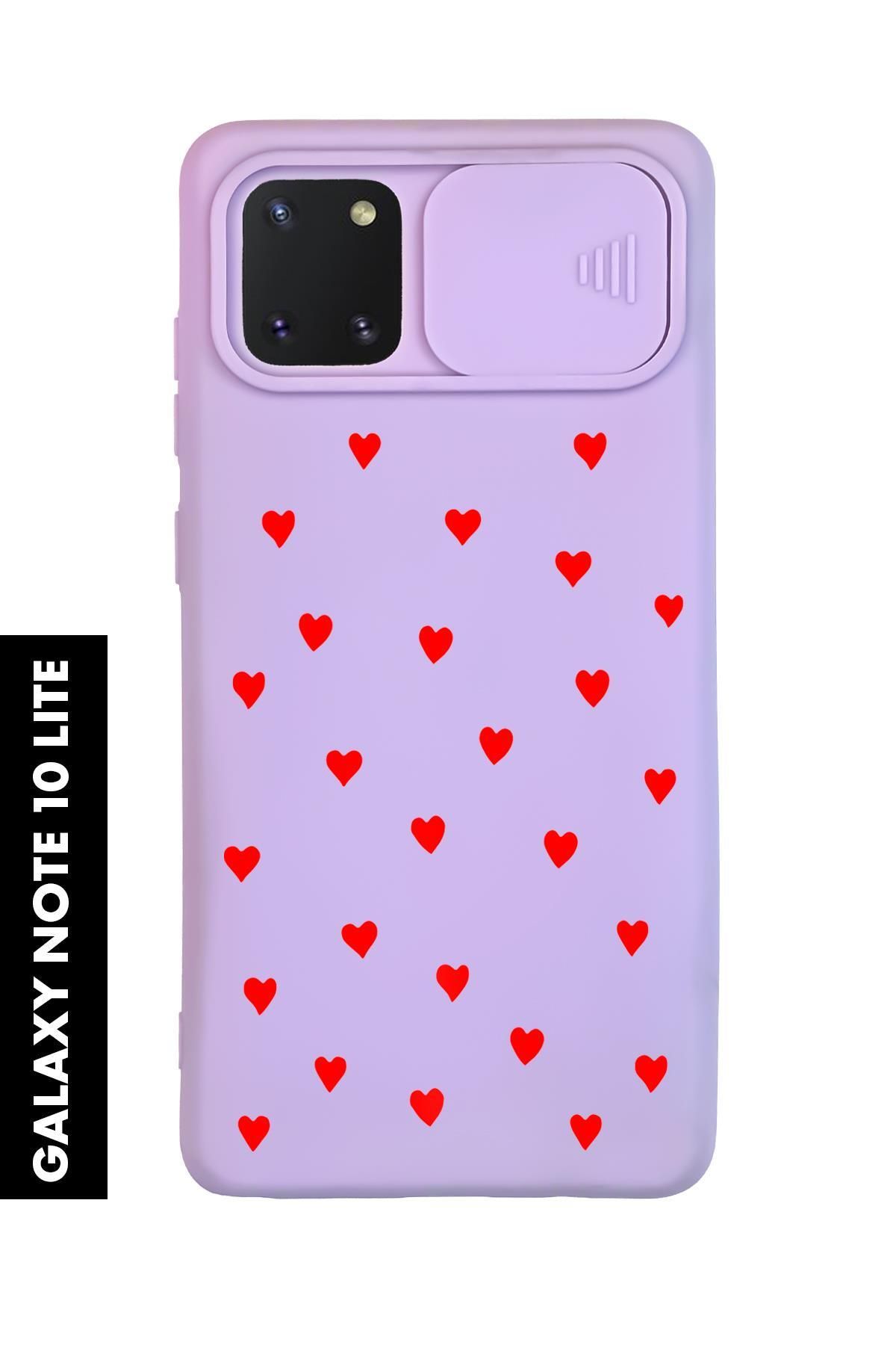 mooodcase Samsung Note 10 Lite Uyumlu Sevimli Kalpler Desenli Slider Kamera Korumalı Telefon Kılıfı