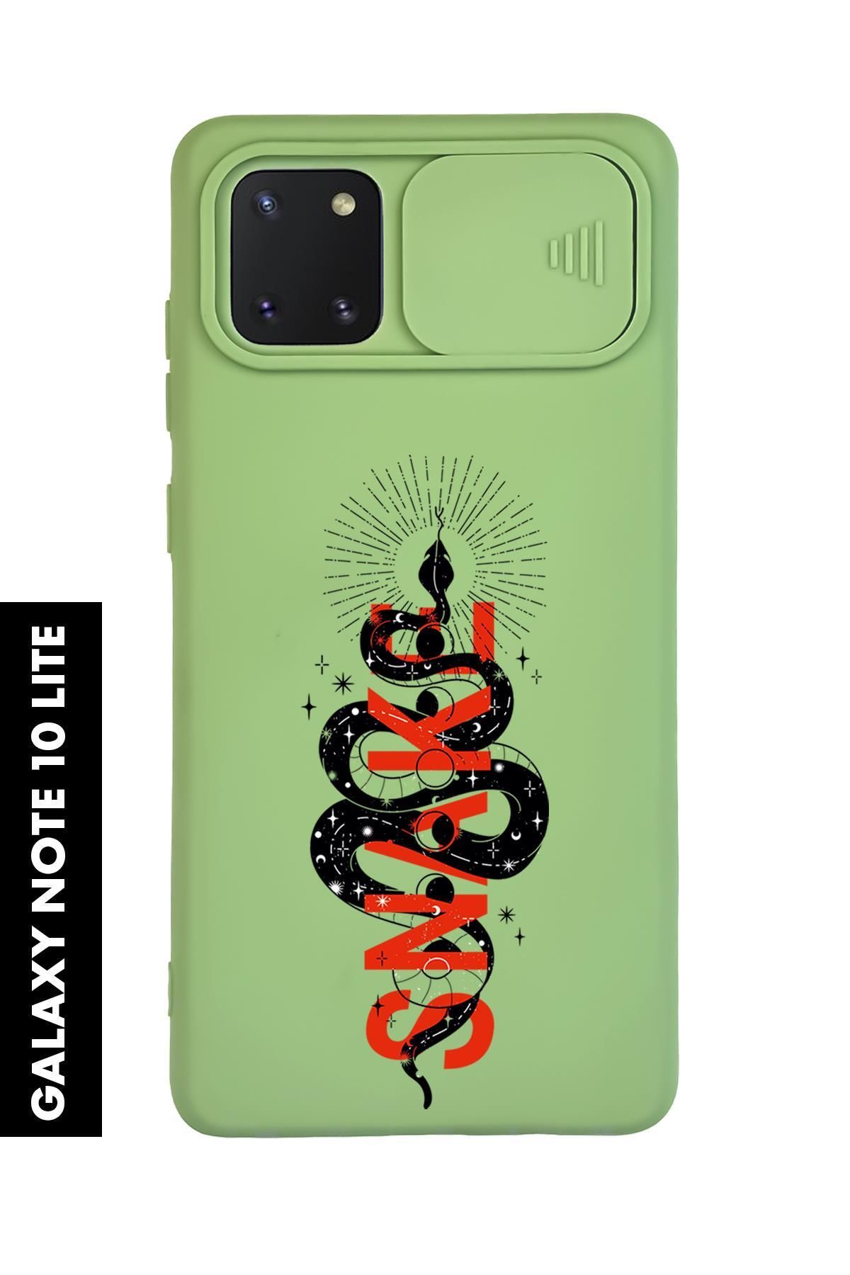 mooodcase Samsung Note 10 Lite Uyumlu Snake Desenli Slider Kamera Korumalı Telefon Kılıfı