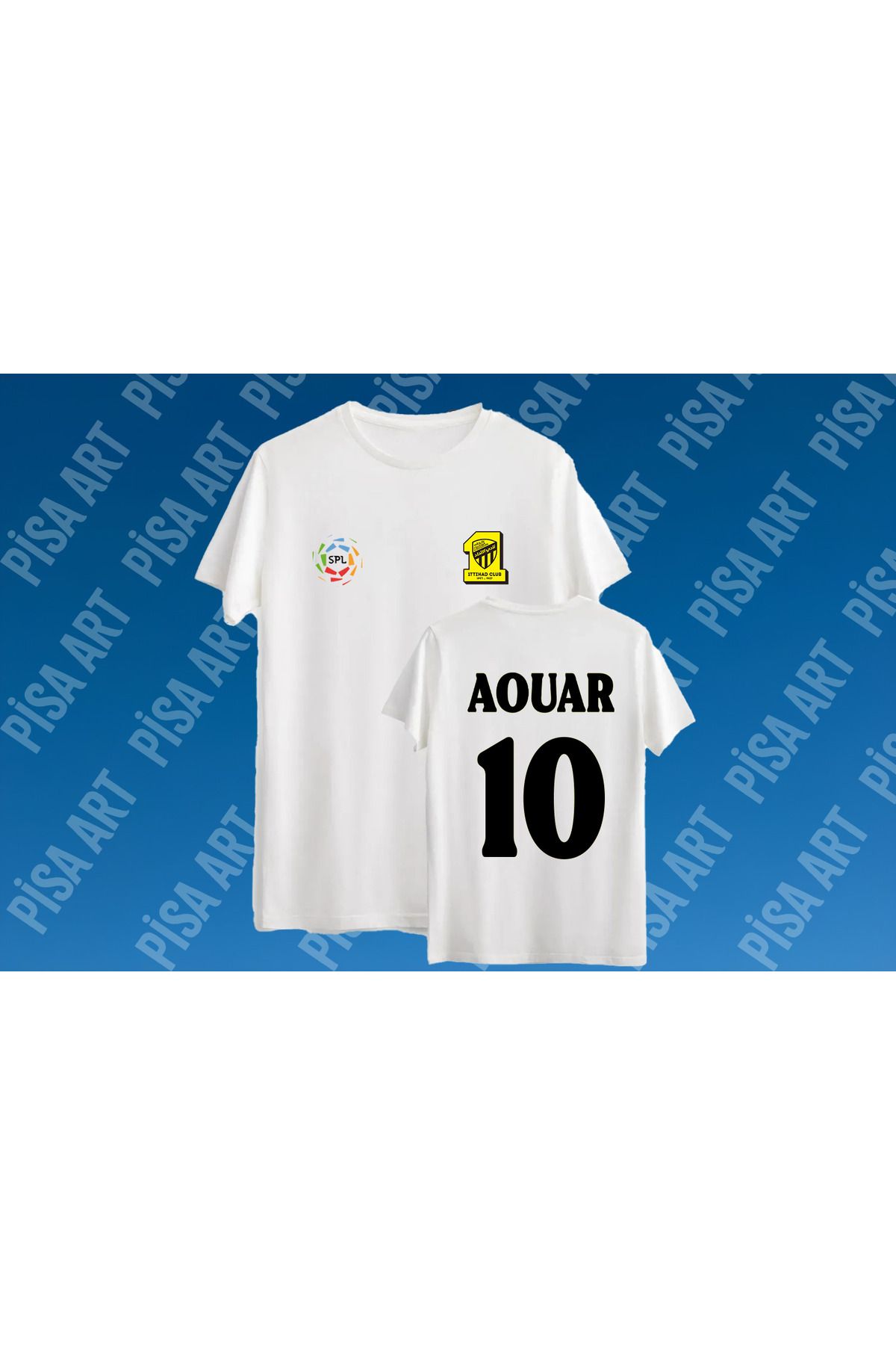 Pisa Art AL İTTİHAD X HOUSSEM AOUAR 10 ÖZEL TASARIM UNISEX T-SHIRT