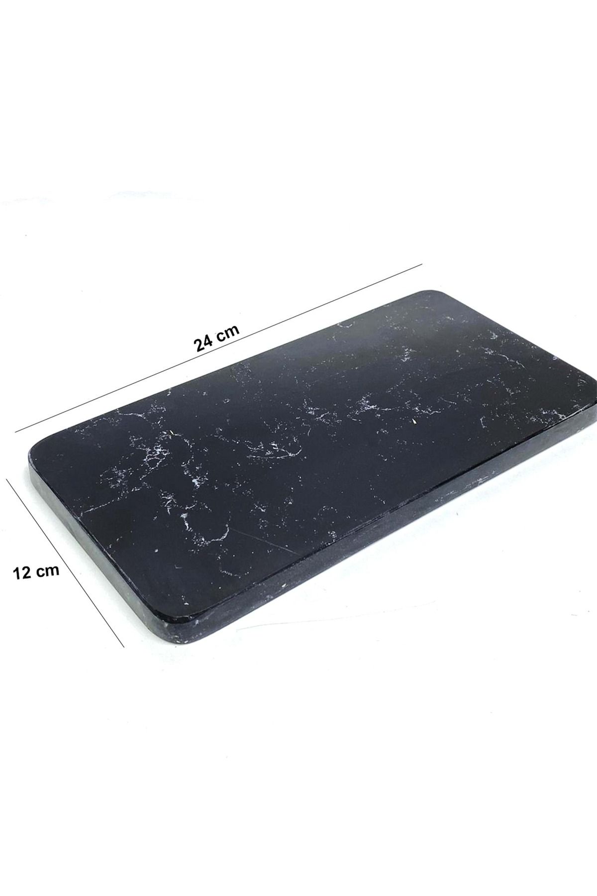 Zeybek Marble 12x24 Cm Antrasit Gri Mermer Sunumluk , Yağdanlık Altı , Dekor