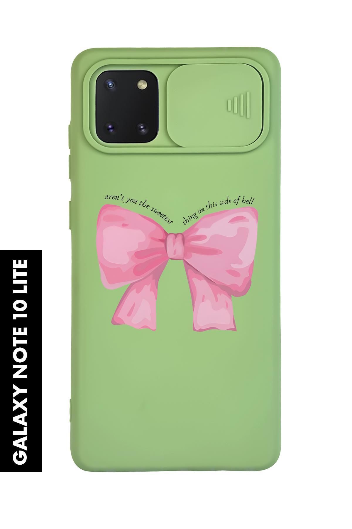 mooodcase Samsung Note 10 Lite Uyumlu Pembe Kurdele Desenli Slider Kamera Korumalı Telefon Kılıfı