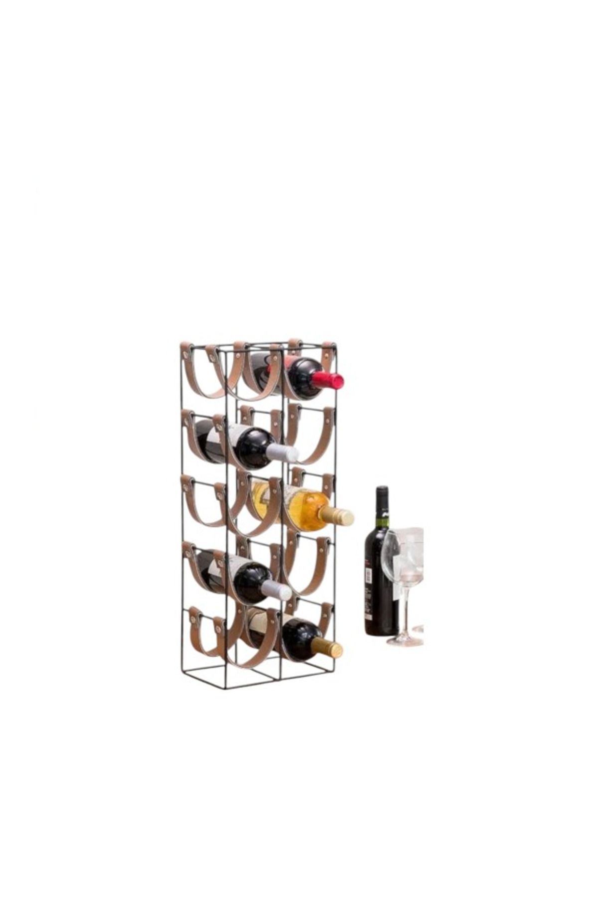 GOGKA Otantik 10 Lu Deri Wine Rack Viski Şarap Rakı Wine Rack Drink Standı