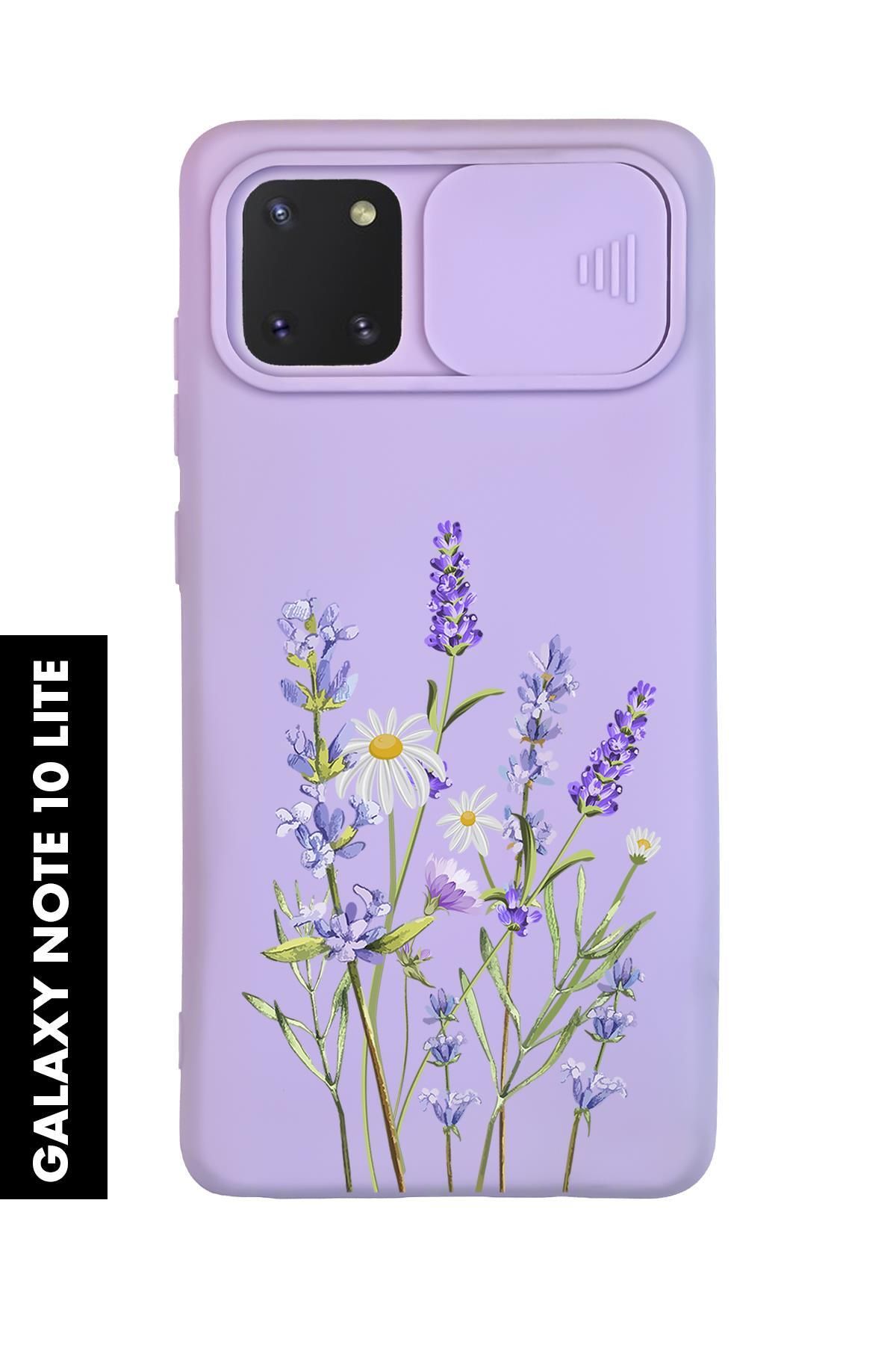 mooodcase Samsung Note 10 Lite Uyumlu Lavender Desenli Slider Kamera Korumalı Telefon Kılıfı