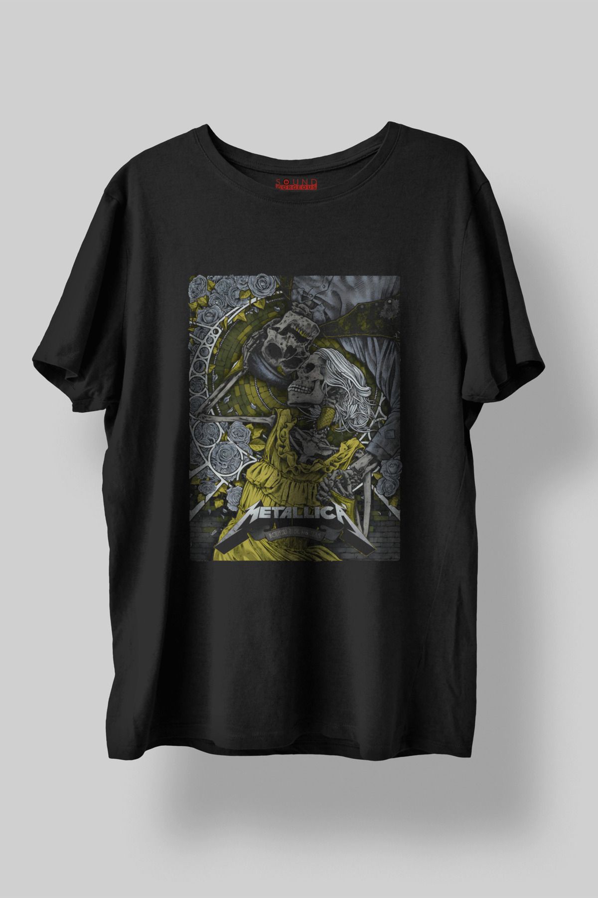 Sound Gorgeous Metallica Baskılı Regular Fit Unisex Siyah T-Shirt %100 Pamuk No:0435