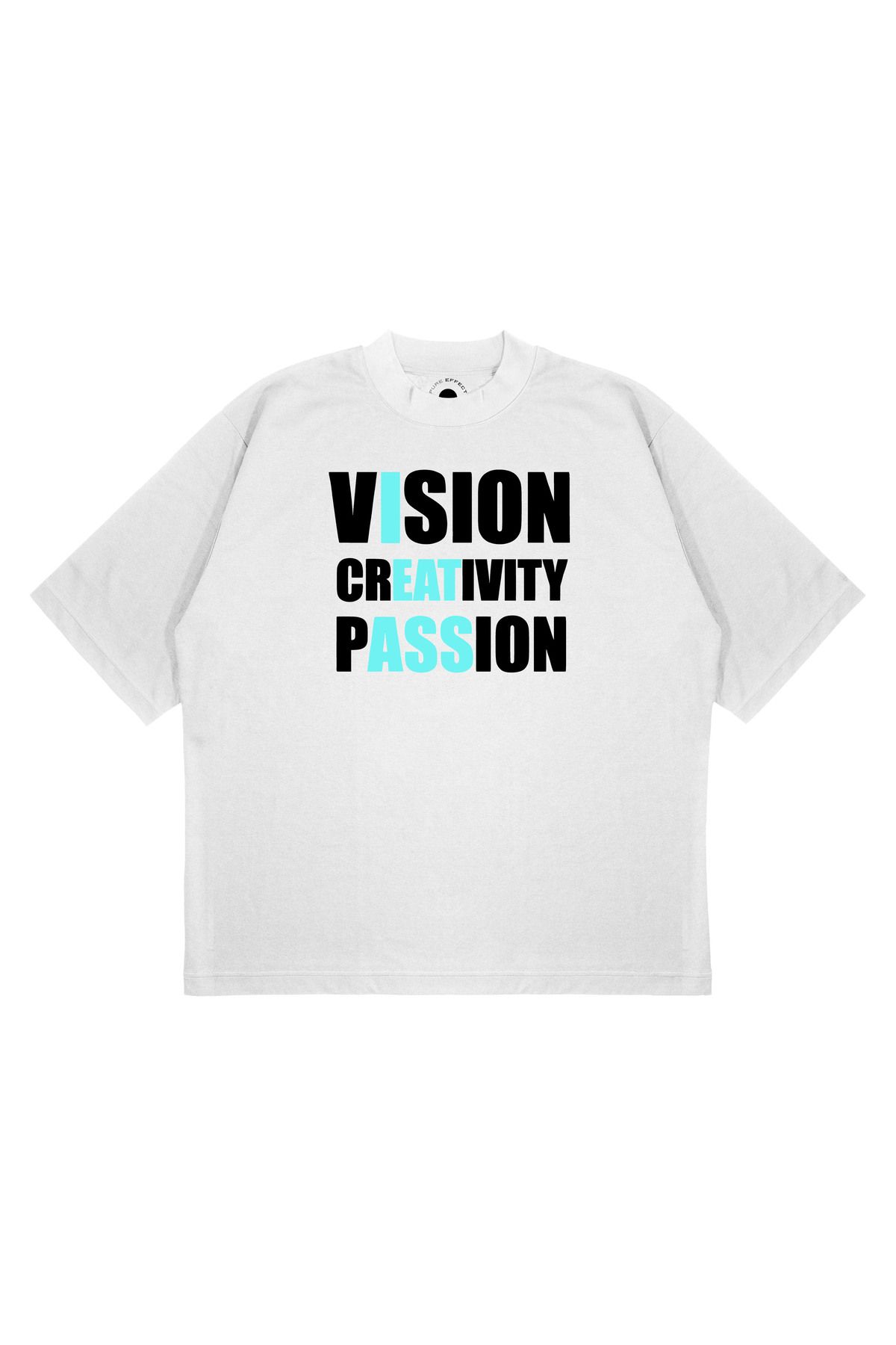 PURE EFFECT Unisex Oversize VISION CREATIVITY Baskılı Boxy Fit Kalın Kumaşlı T-shirt