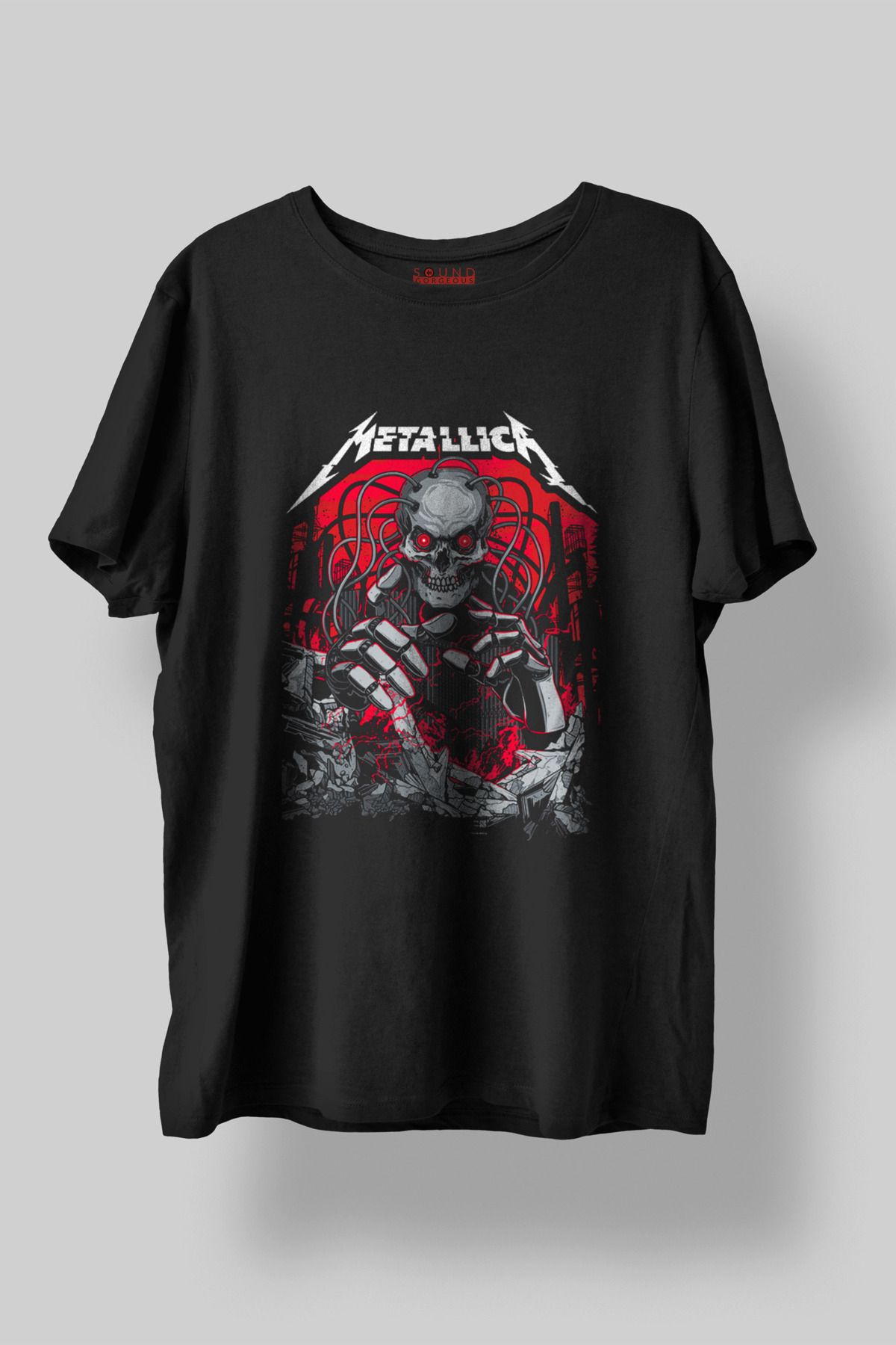Sound Gorgeous Metallica Baskılı Regular Fit Unisex Siyah T-Shirt %100 Pamuk No:0438