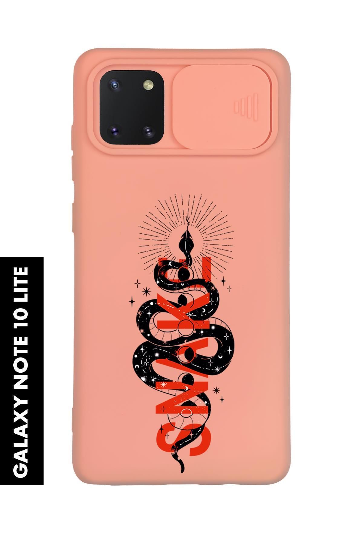 mooodcase Samsung Note 10 Lite Uyumlu Snake Desenli Slider Kamera Korumalı Telefon Kılıfı