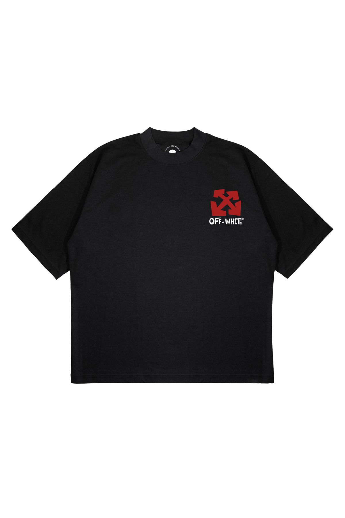 PURE EFFECT Unisex Oversize OFF WHITE KIRMIZI Baskılı Boxy Fit Kalın Kumaşlı T-shirt