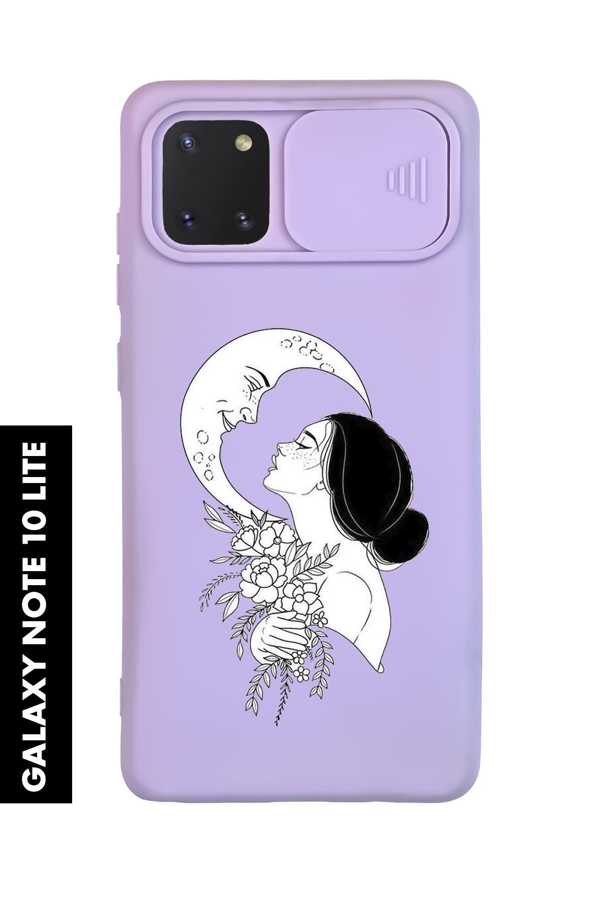 mooodcase Samsung Note 10 Lite Uyumlu Moon and Women Desenli Slider Kamera Korumalı Telefon Kılıfı