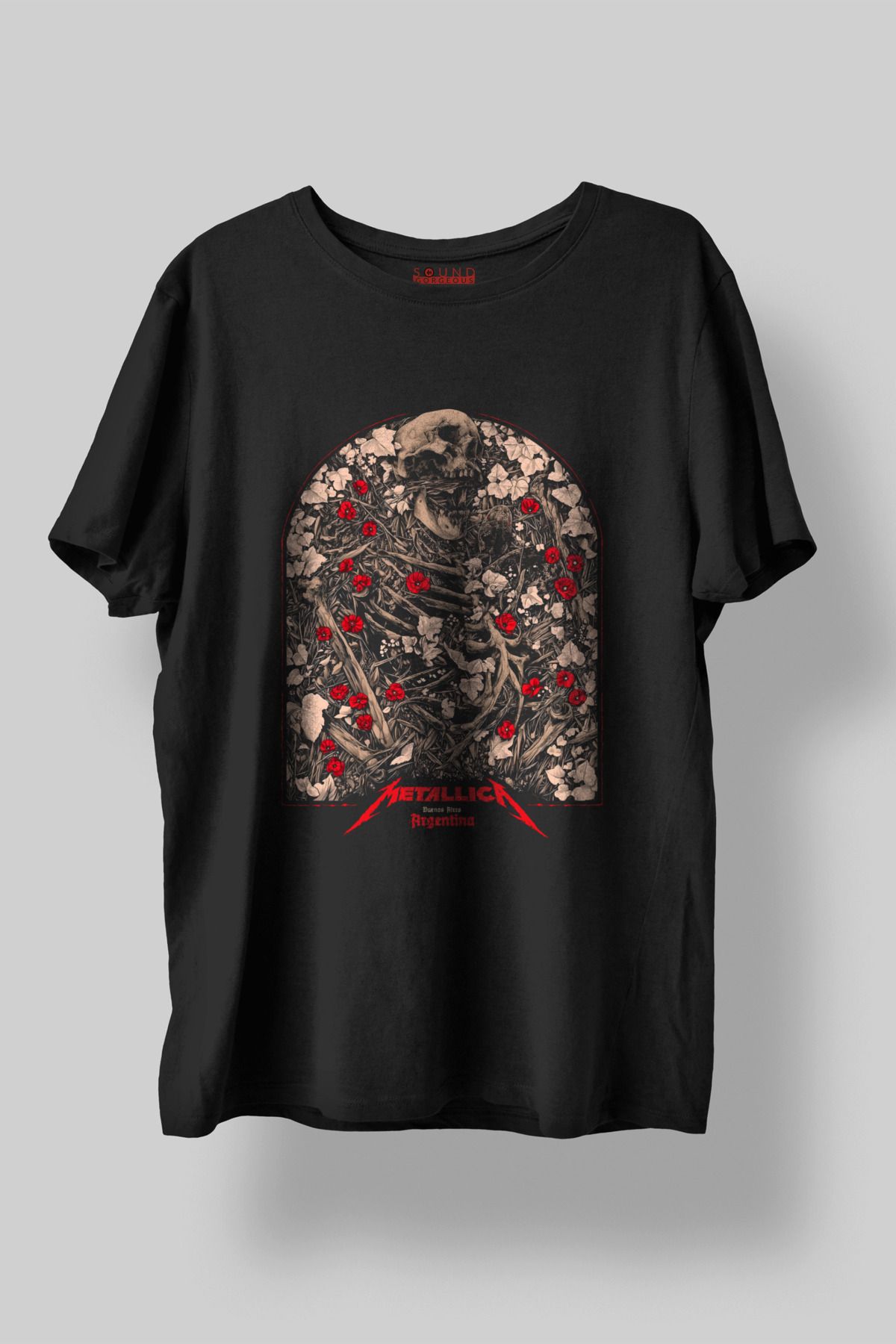 Sound Gorgeous Metallica Argentina Baskılı Regular Fit Unisex Siyah T-Shirt %100 Pamuk No:0429