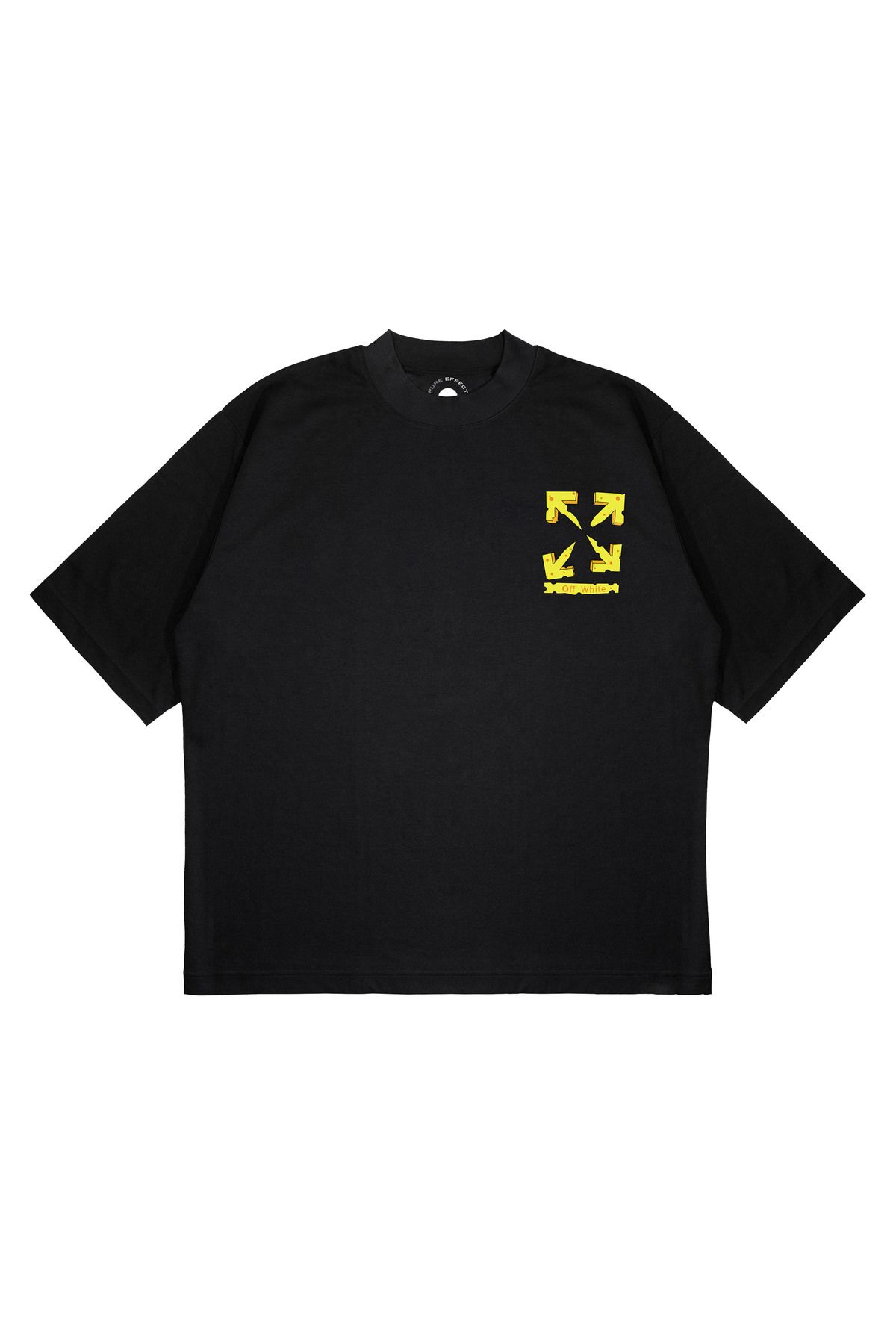 PURE EFFECT Unisex Oversize OFF WHITE CHEESE Baskılı Boxy Fit Kalın Kumaşlı T-shirt