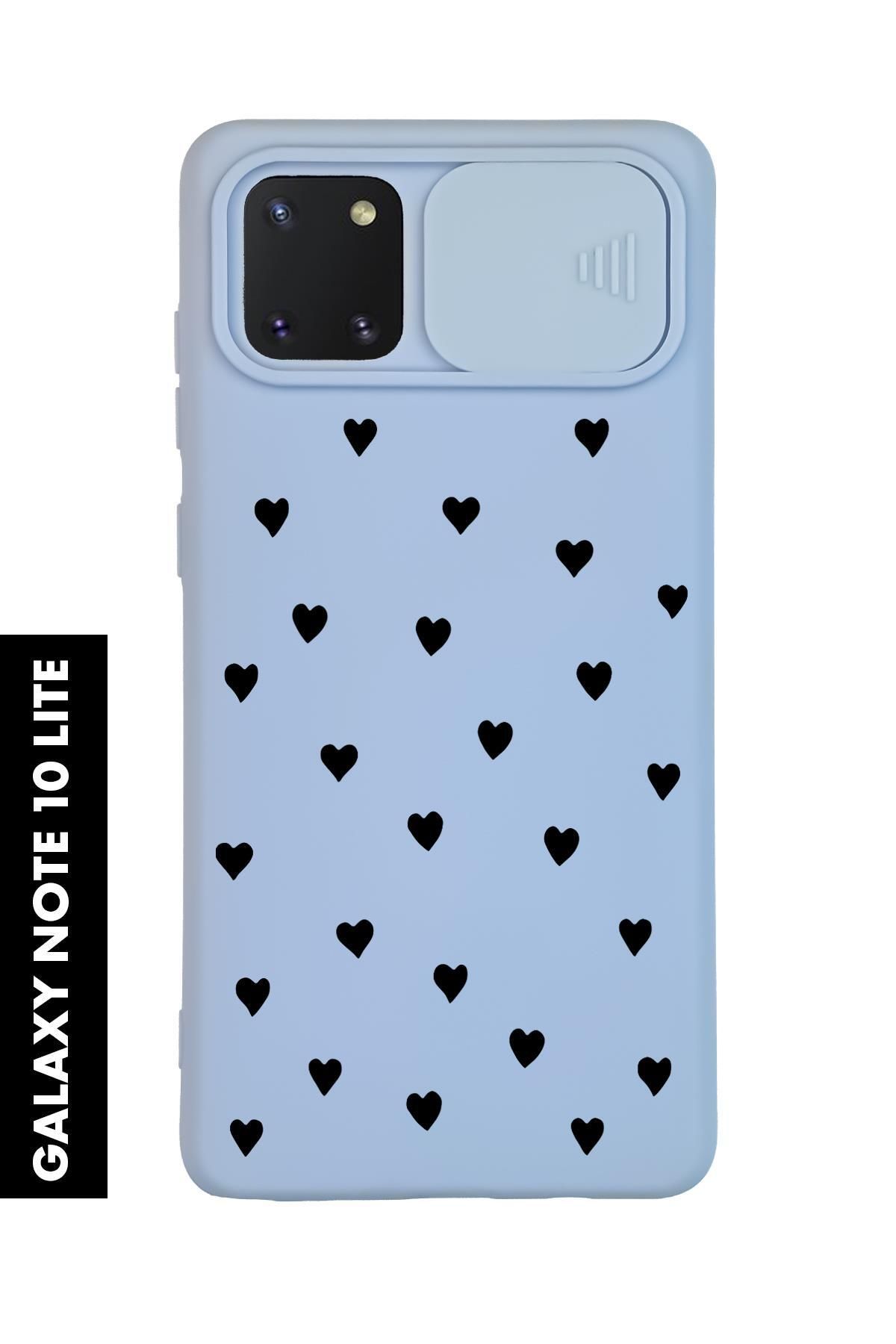 mooodcase Samsung Note 10 Lite Uyumlu Siyah Kalpler Desenli Slider Kamera Korumalı Telefon Kılıfı