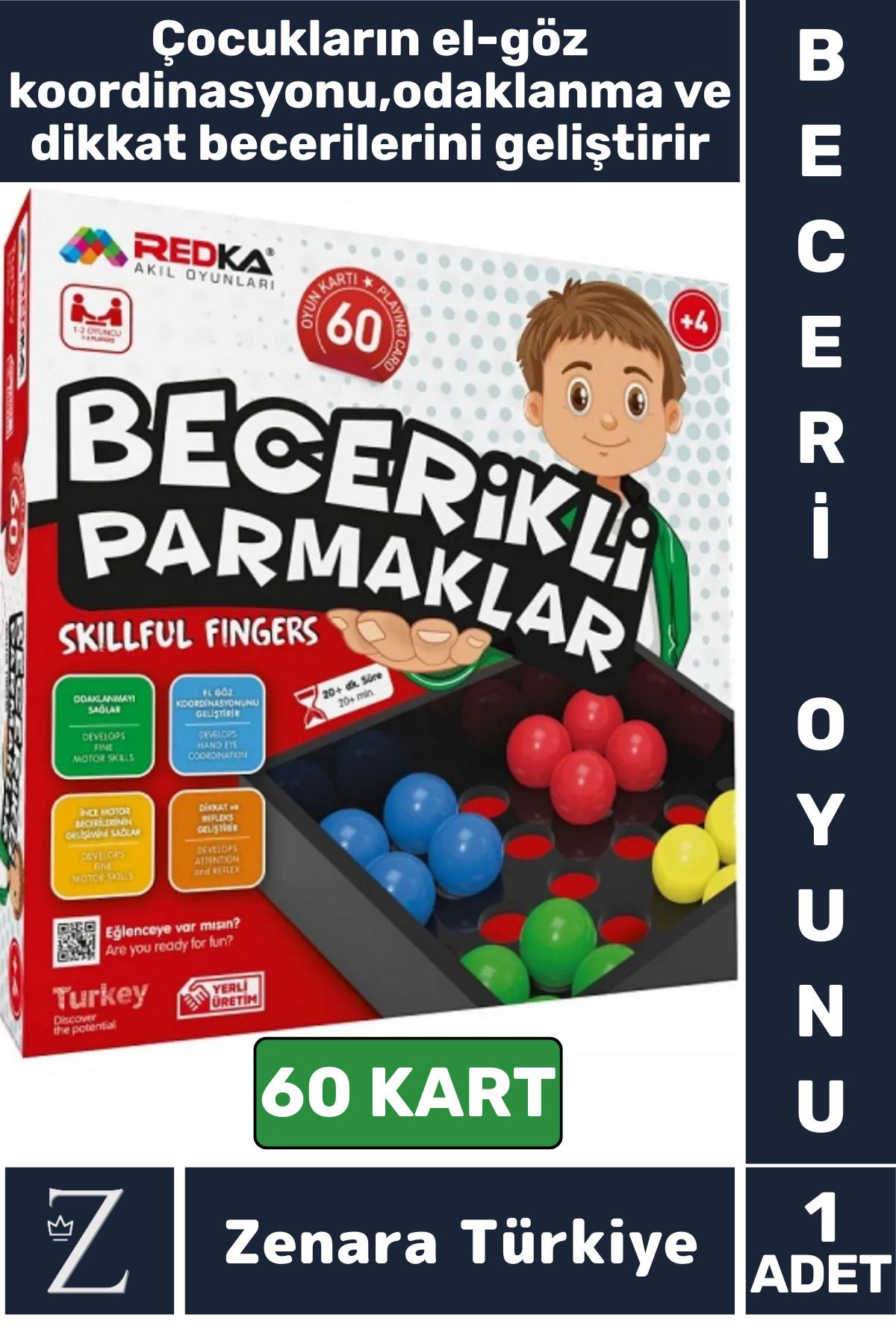 Zenara Eğitici El Göz Koordinasyonu Odaklanma Beceri Geliştirici Eğlenceli Çocuk Oyun BECERİKLİ PARMAKLAR