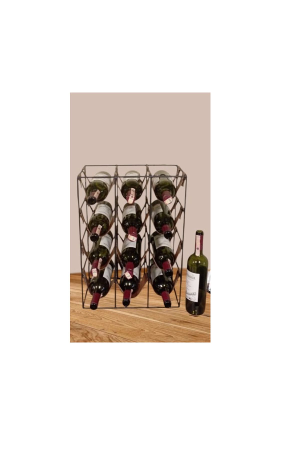 VOİVA 12 Li Metal Deri Viski Şarap Şampanya İçecek Standı Wine Rack Drink Standı