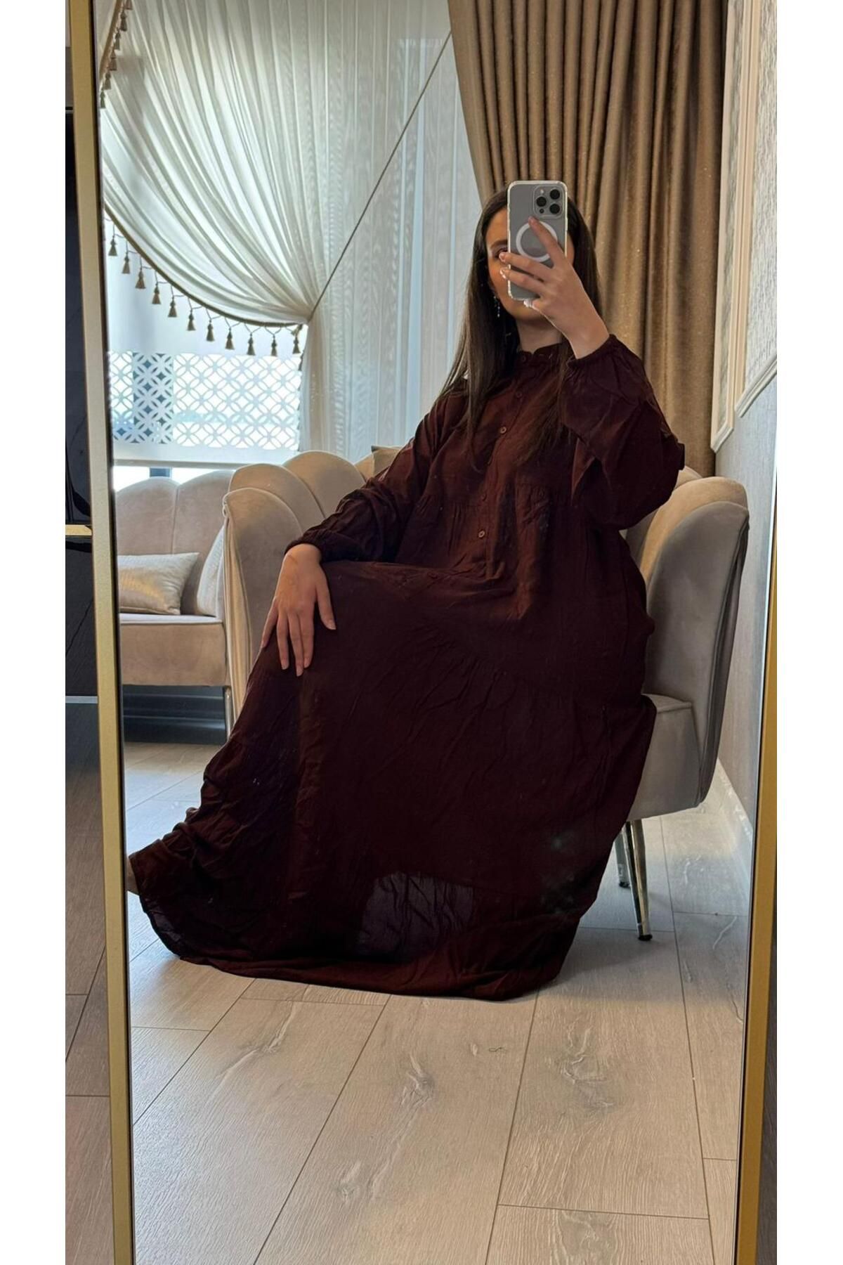 LASVİKA kadın desenli viscon tesettür elbise