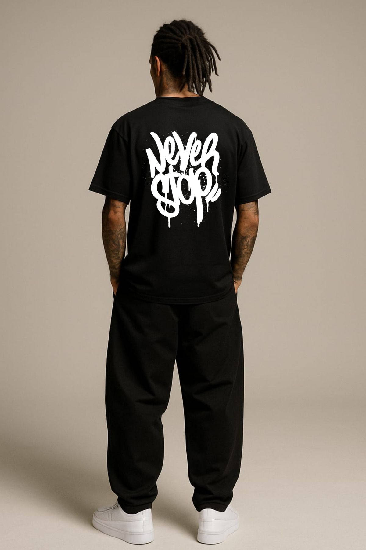 MAYK STREETWEAR OVERSIZE TSHIRT - UNISEX NEVER STOP BASKILI TSHIRT