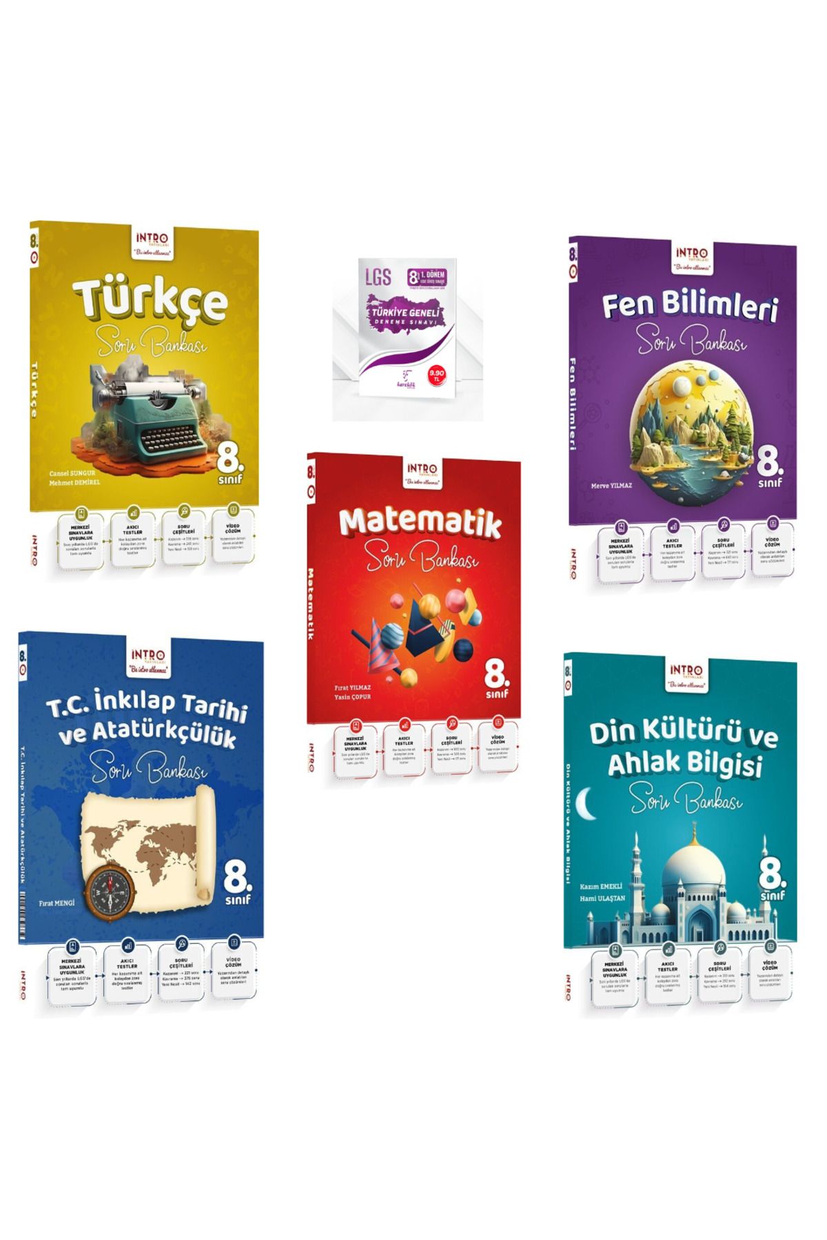 Marsis Yayınları İntro Yayınları 8. Sınıf LGS Türkçe Matematik Fen İnkılap Tarihi Din Kültürü Soru Bankası