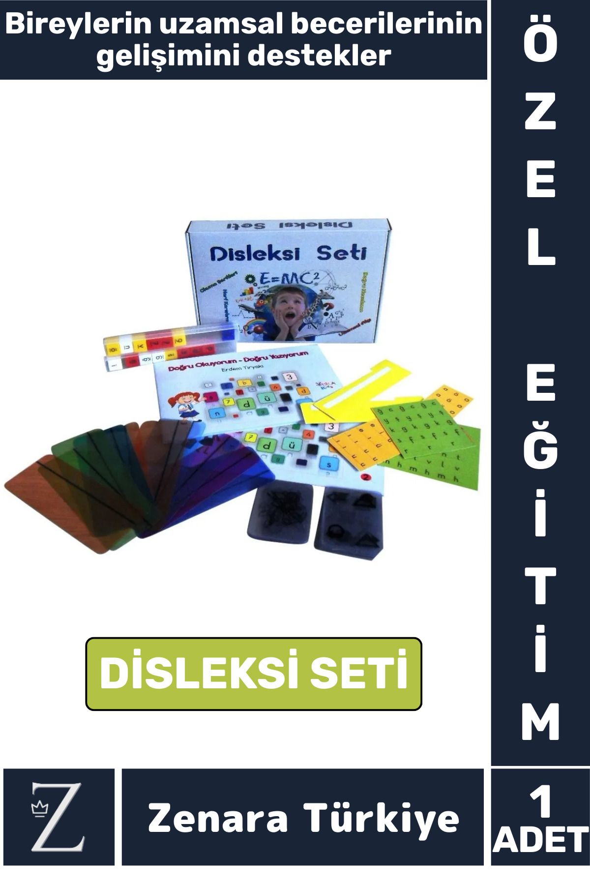 Zenara Özel Eğitim Duyusal Uzamsal Beceri Farkındalık Okuma Yazma Geliştirici Tüm Yaşlar İçin DİSLEKSİ SETİ