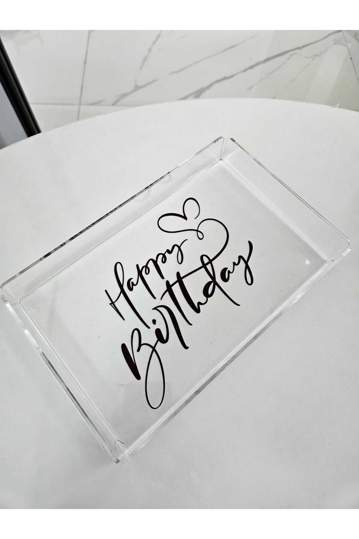 Hepsi Pleksi Collection Happy Birthday Baskılı Pleksi Mini Tepsi