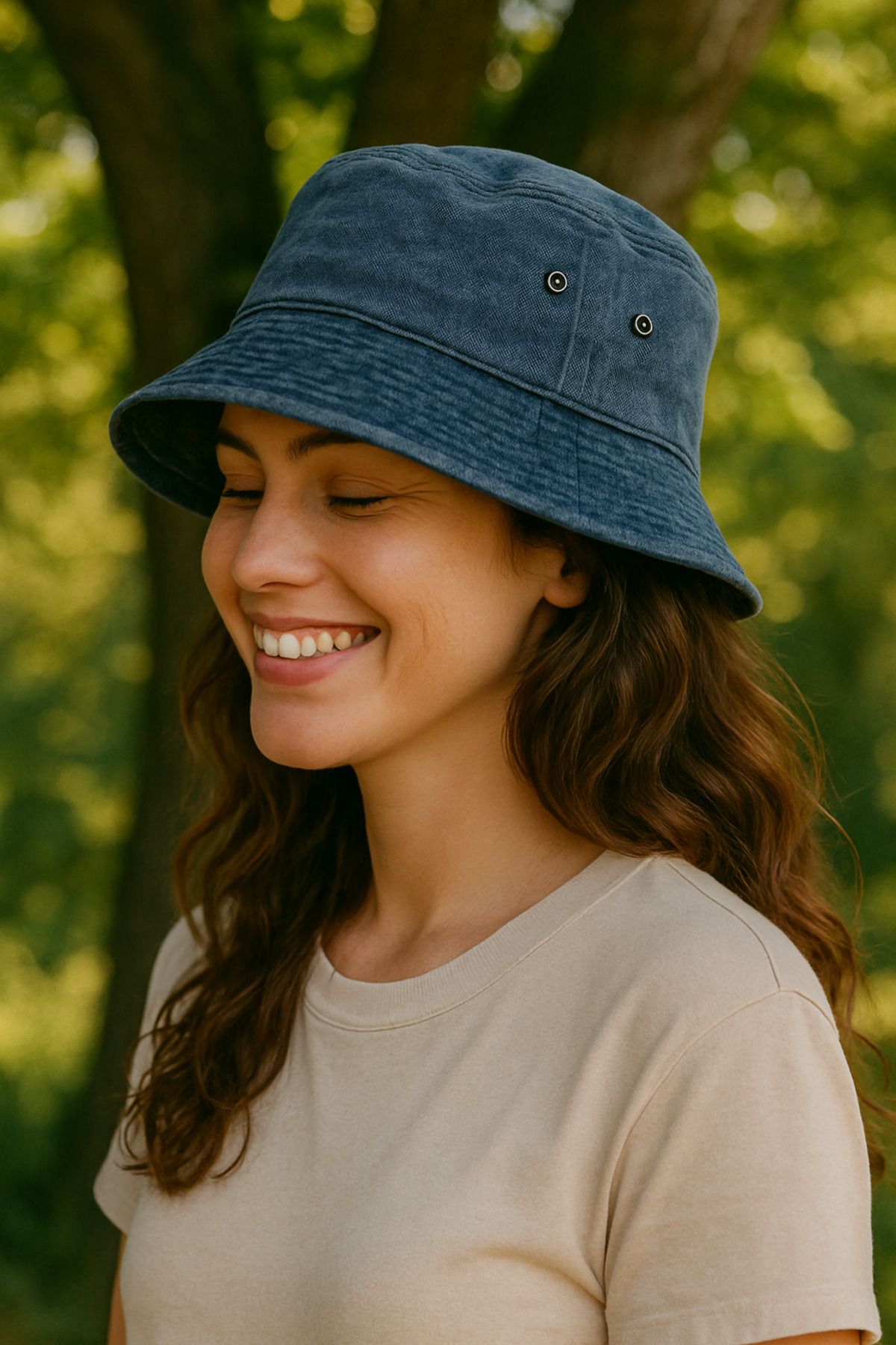 LAGRANZE Kadın Vintage Yıkamalı Bucket Şapka