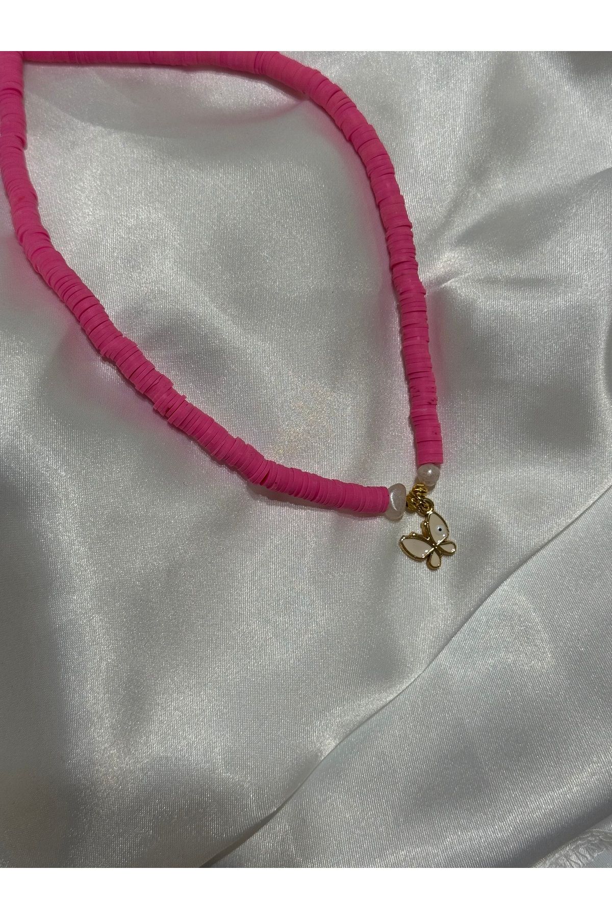 November Accessories Mineli Kelebek Uçlu Fimo Boncuk Kolye