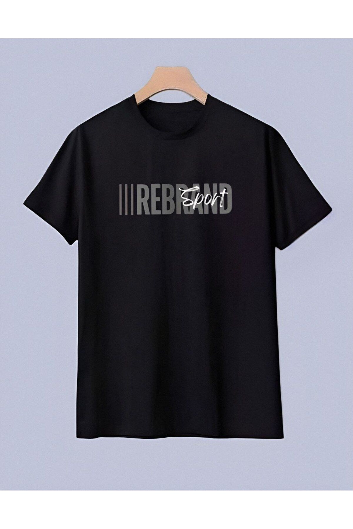 REBRAND Sports T-shirt Bisiklet Yaka Baskılı T-shirt Unisex Oversize
