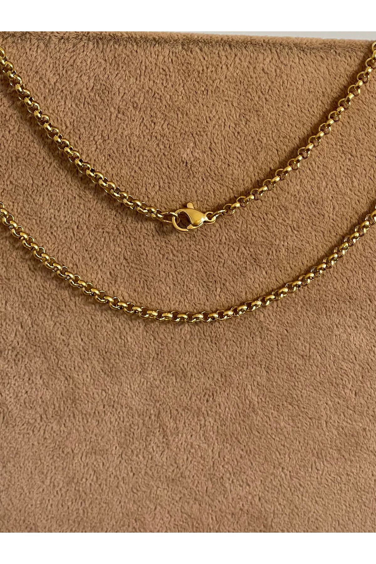Rupen Kraft 316 L Cerrahi Çelik Altın Modeli Gold Renk Paslanmaz Kararmaz Çelik Zincir