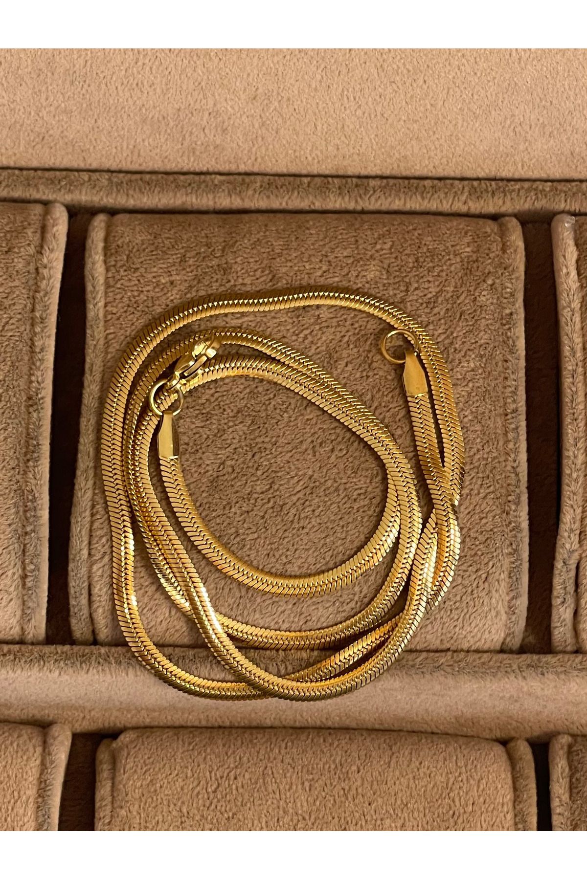 Rupen Kraft 316 L Cerrahi Çelik Yılan Modeli Paslanmaz Kararma Çelik Zincir Gold Renk