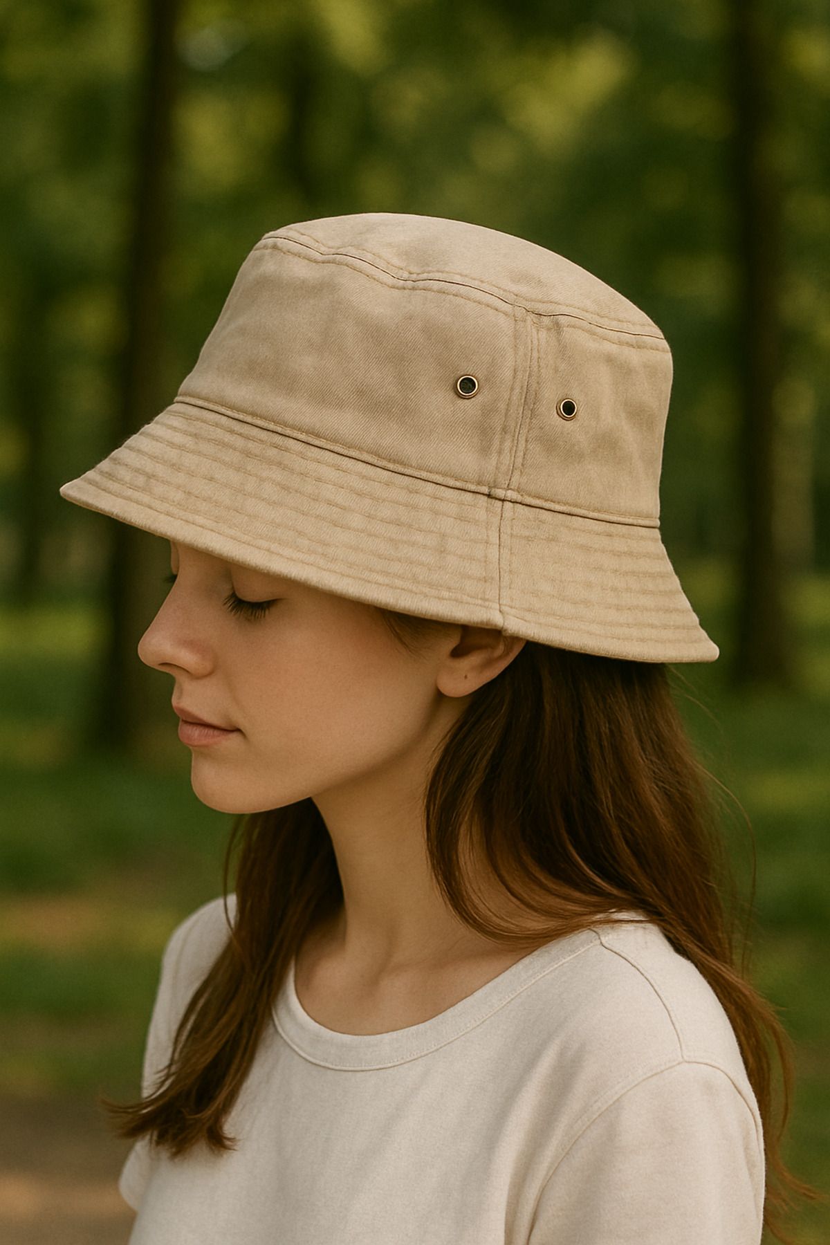 LAGRANZE Kadın Vintage Yıkamalı Bucket Şapka