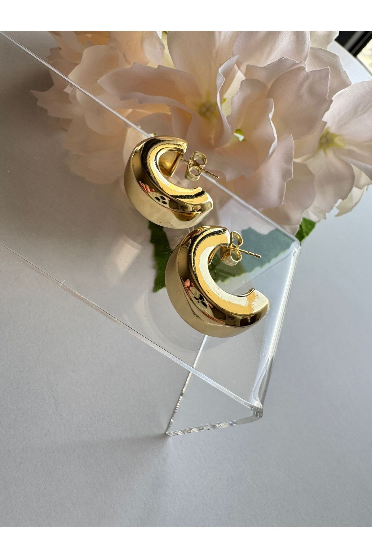 MODA 14K Rengi Vip Seri Kalın Halka Çelik Küpe 25mm