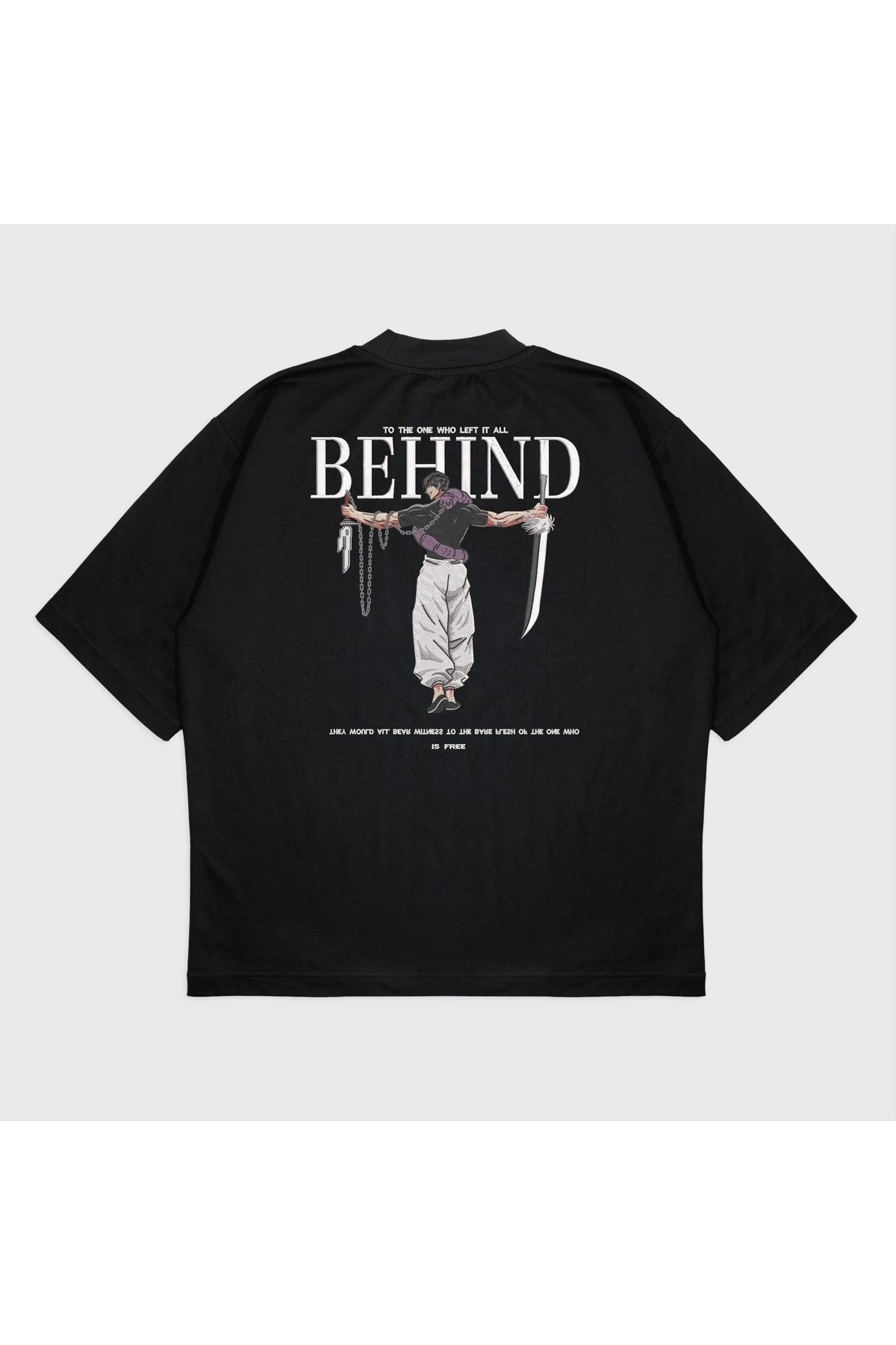 PAİN Oversize 'Behınd' Baskılı Bisiklet Yaka T-Shırt