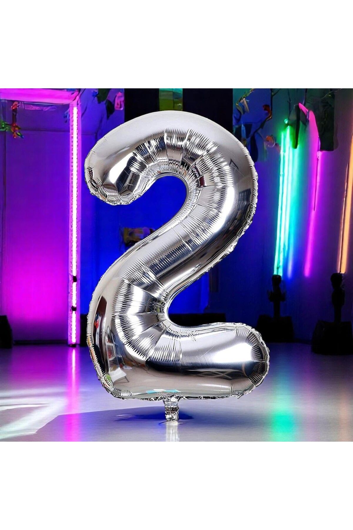 Kuzey YÜKSEK KALİTE 1 METRE GÜMÜŞ 2 RAKAM BALON GÜMÜŞ 2 RAKAM FOLYO BALON UÇAN BALONA HELYUM GAZINA UYGUN