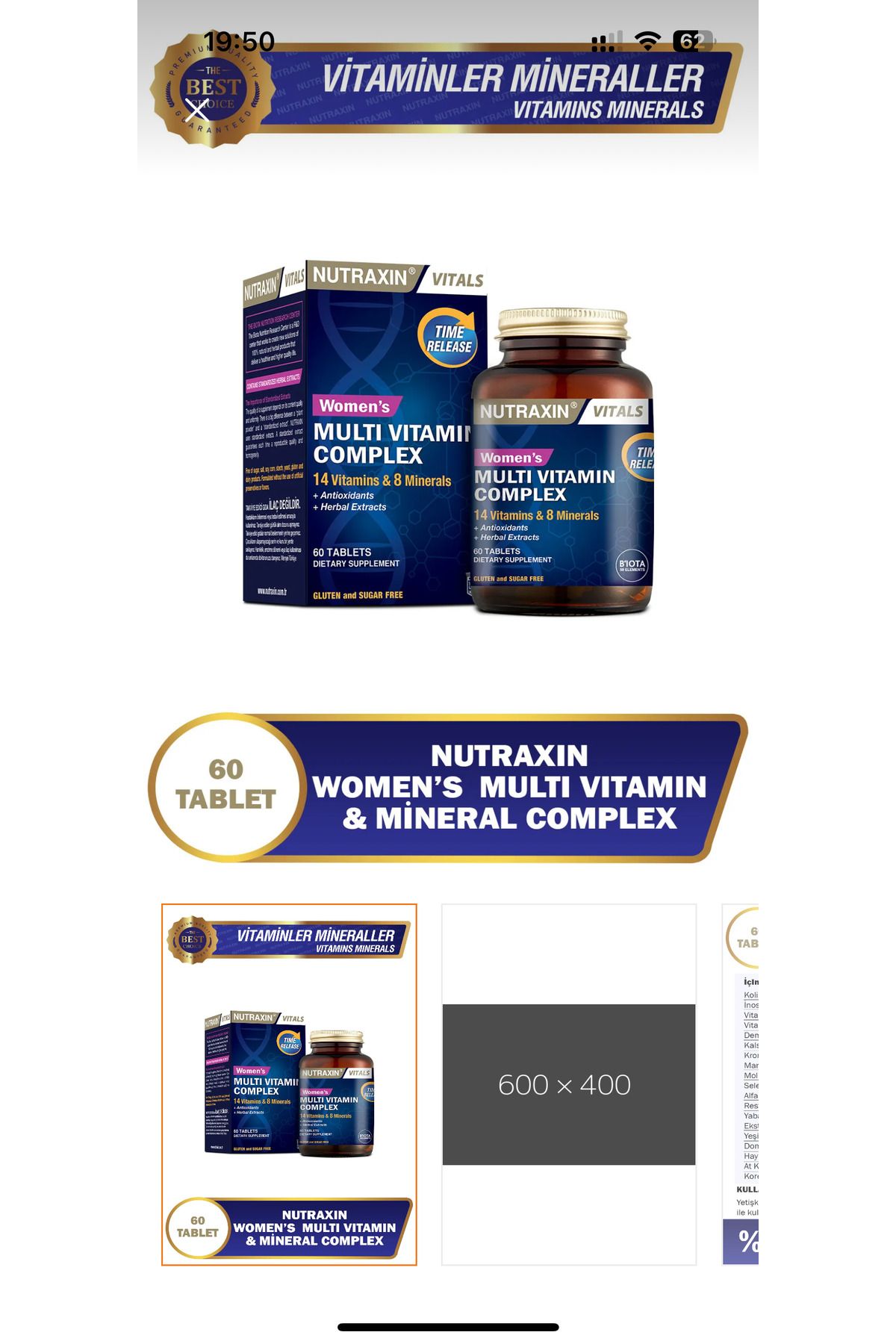 Nutraxin Women's Multi Vitamin Complex 60 Tablet