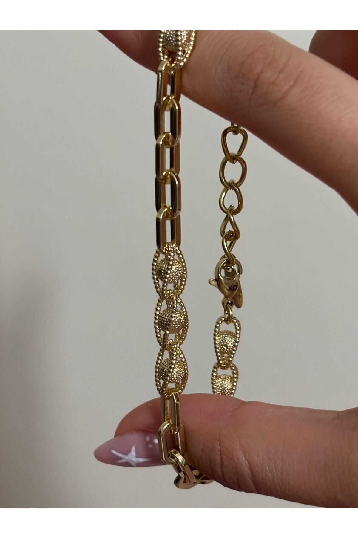 Akiha Aksesuar Top Modelli Çengel Kuyum İşi 14k Gold Renk Xuping Damgalı Bileklik