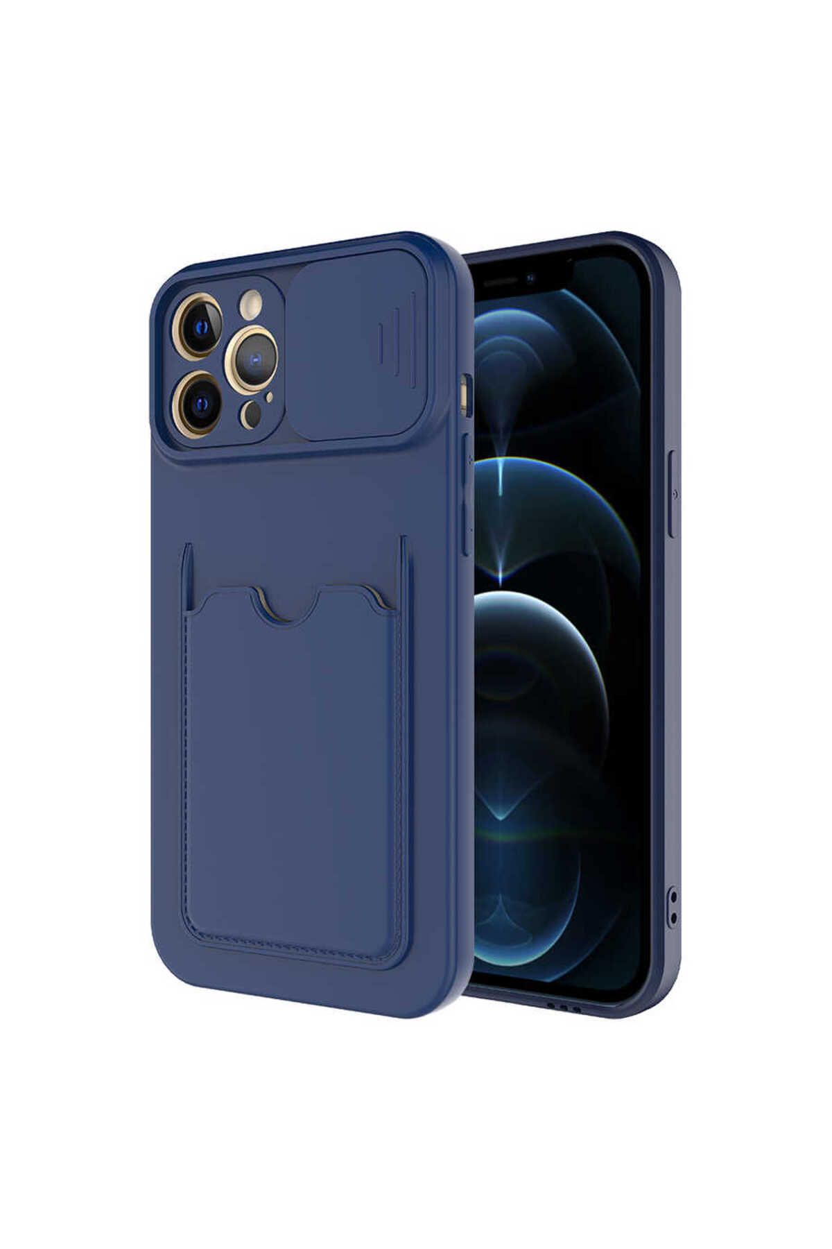 VARDAR AKSESUAR iPhone 12 Pro Max Uyumlu Kılıf Kartlıklı Kamera Korumalı Esnek Kartixvar İzvor Kapak