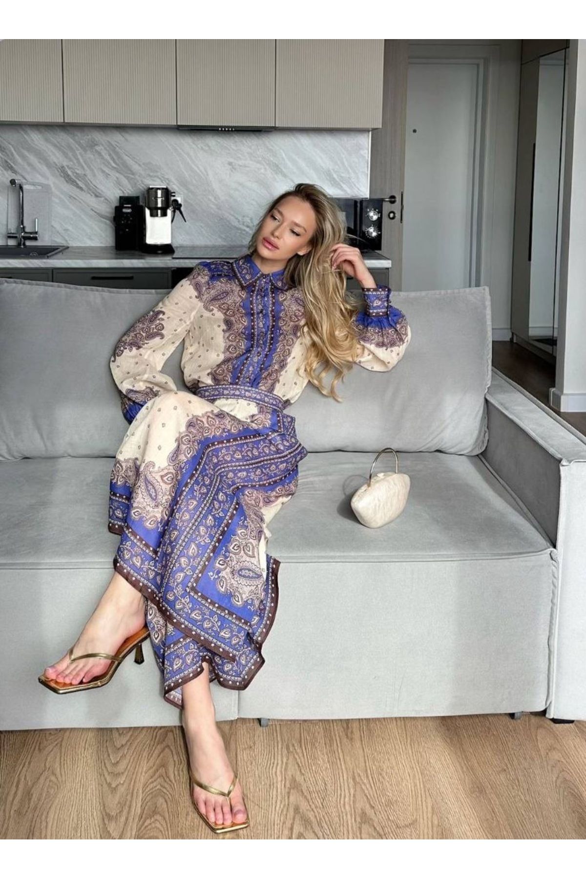 Kashaya Kadin Zimmerman model Keten kumaş ikili takım