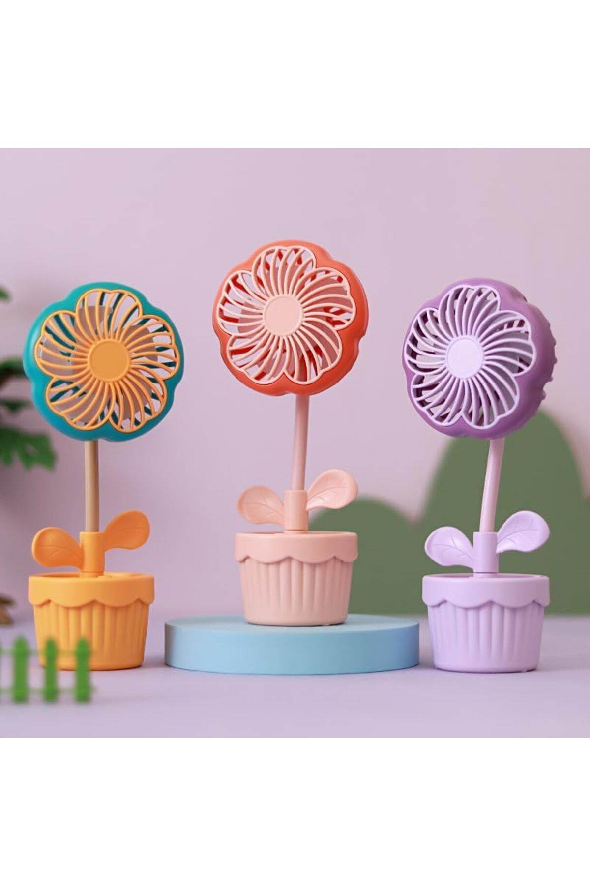 keyfimshop Masa Üstü Saksıda Çiçek Tasarımlı Usb Şarjlı Fan Vantilatör
