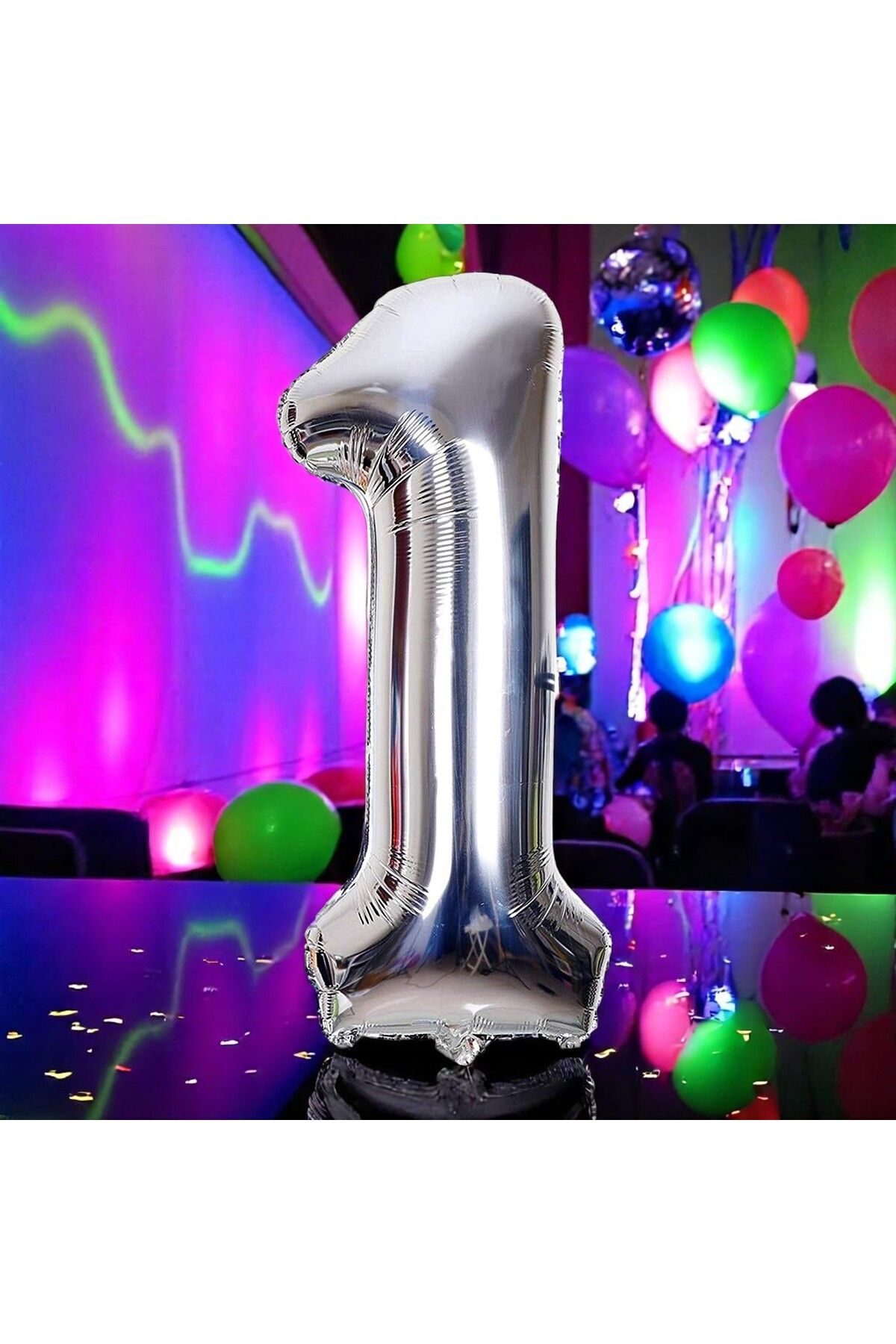 Kuzey YÜKSEK KALİTE 1 METRE GÜMÜŞ 1 RAKAM BALON GÜMÜŞ 1 RAKAM FOLYO BALON UÇAN BALONA HELYUM GAZINA UYGUN