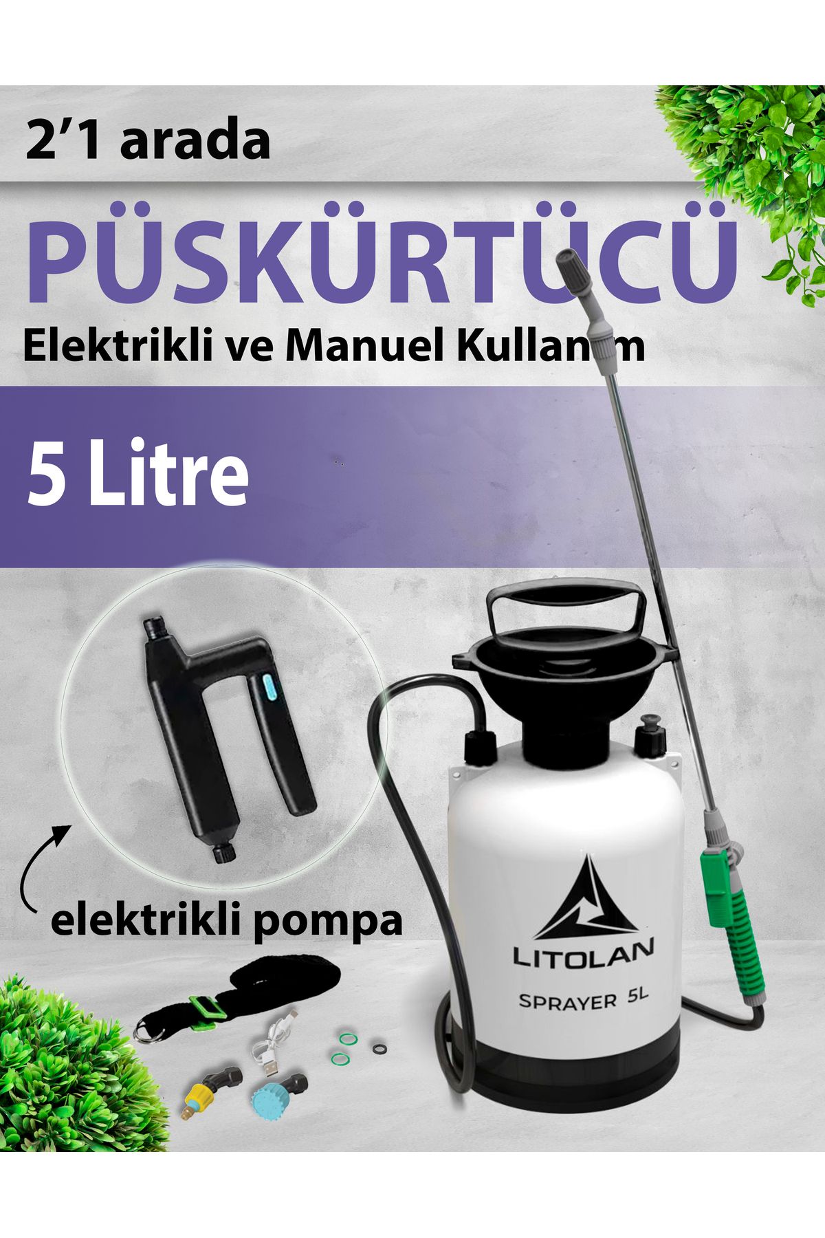 LITOLAN 5 Lt. 2'1 arada Bahçe sulama, ilaçlama makinası
