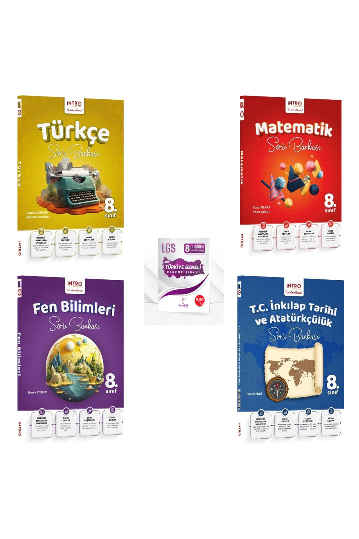 Marsis Yayınları İntro Yayınları 8. Sınıf LGS Türkçe Matematik Fen İnkılap Tarihi Soru Bankası