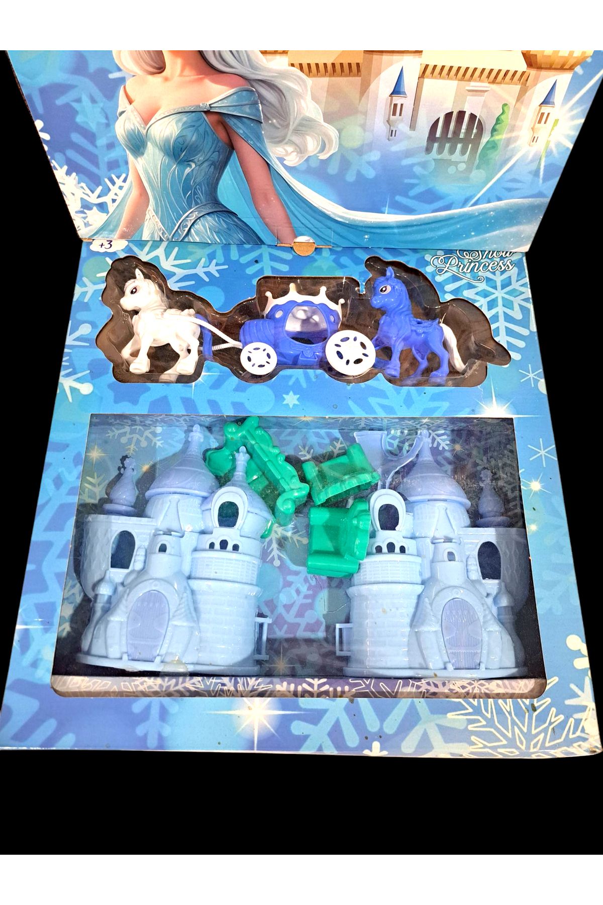 ALYTOYS Oyuncak Prenses Buz Prenses Köşk Atlı Araba Evcilik Oyuncak 37x35cm8 parça