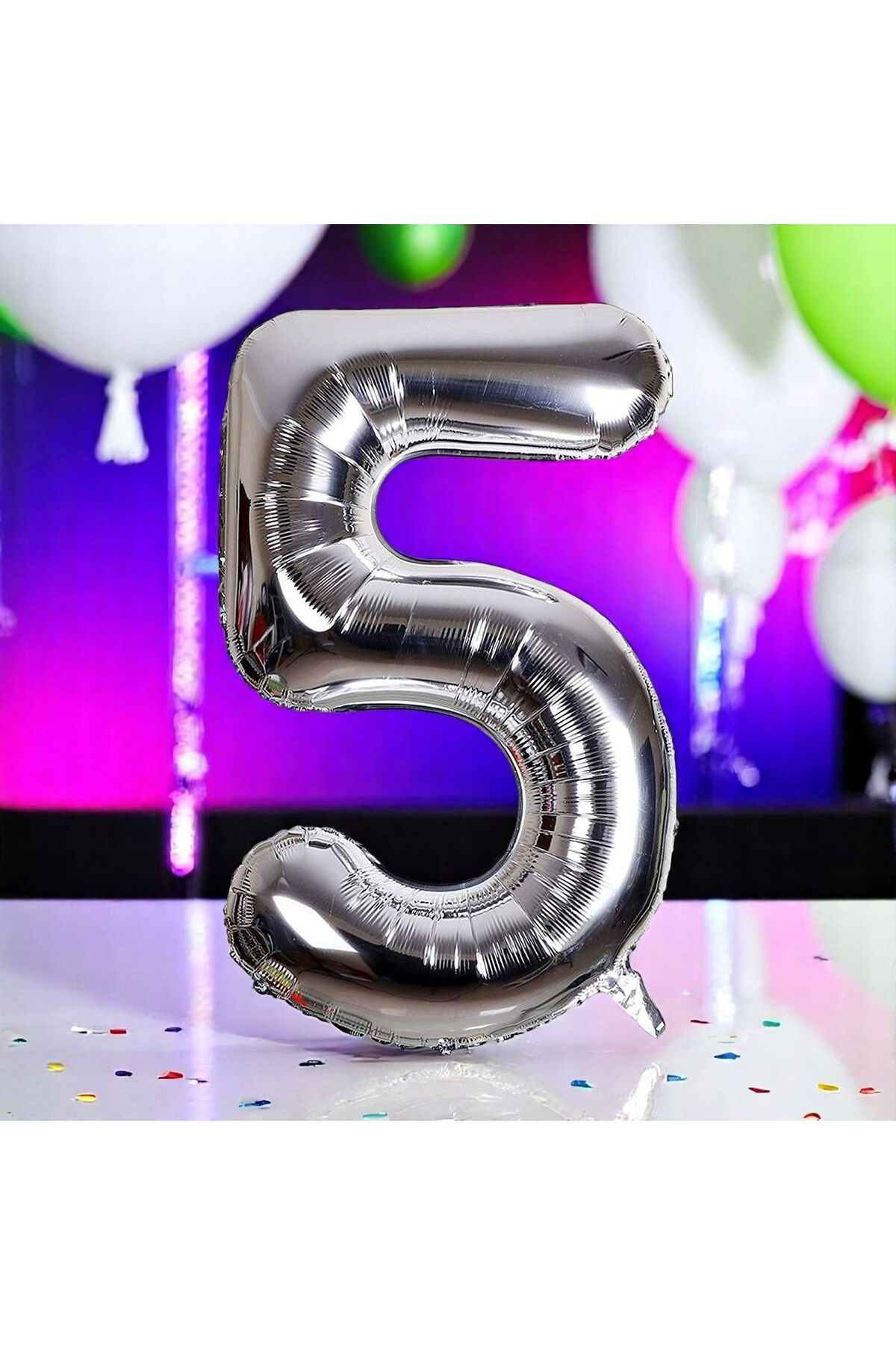 Kuzey YÜKSEK KALİTE 1 METRE GÜMÜŞ 5 RAKAM BALON GÜMÜŞ 5 RAKAM FOLYO BALON UÇAN BALONA HELYUM GAZINA UYGUN