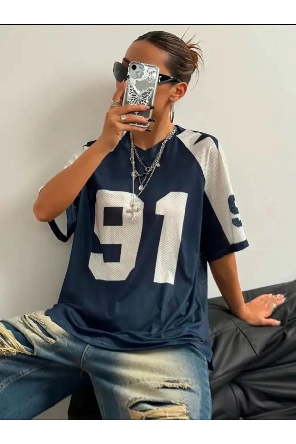 weywot 91 Number Jersey Mavi T-shirt Forma