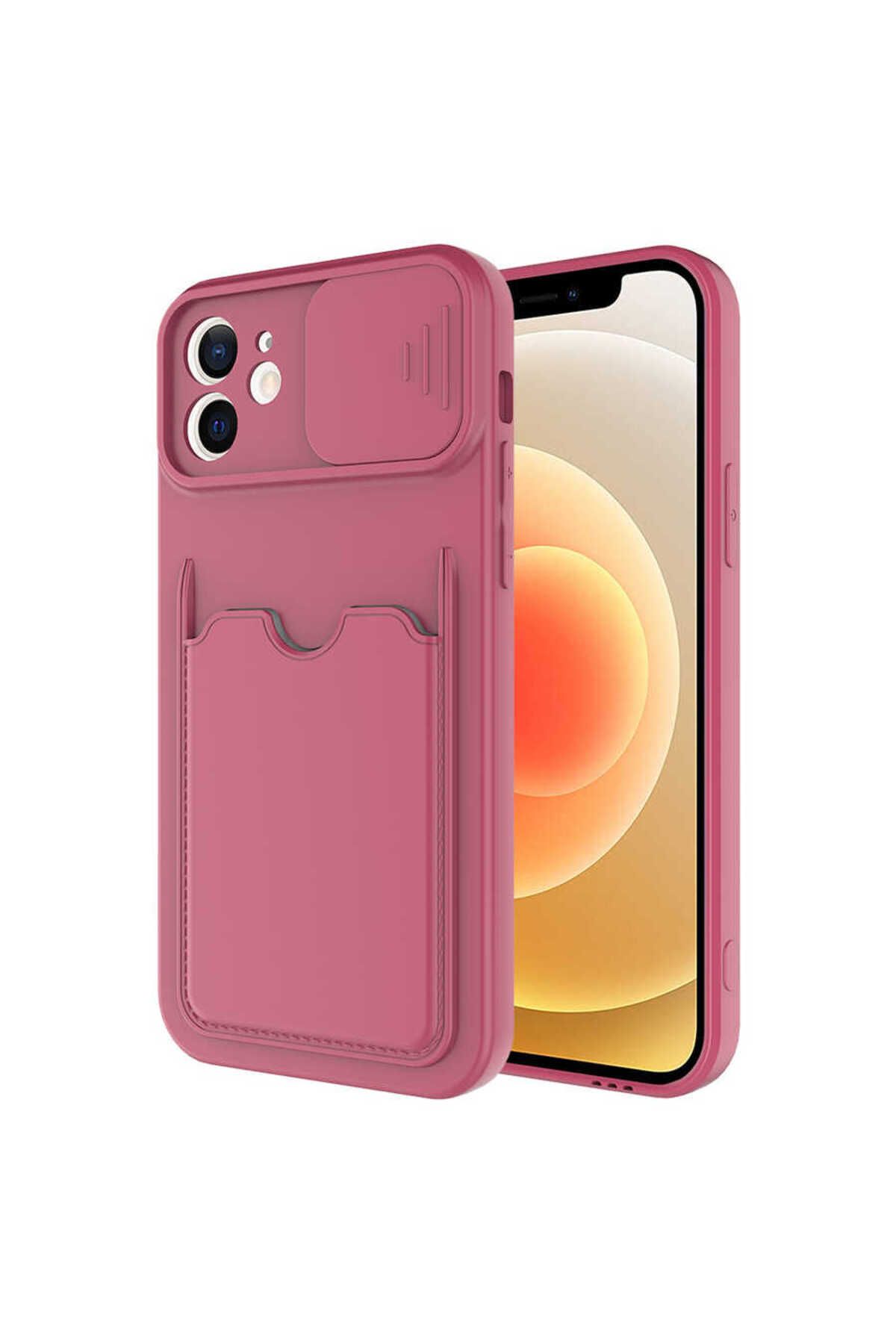 VARDAR AKSESUAR iPhone 12 Uyumlu Kılıf Kartlıklı Kamera Korumalı Esnek Kartixvar İzvor Kapak