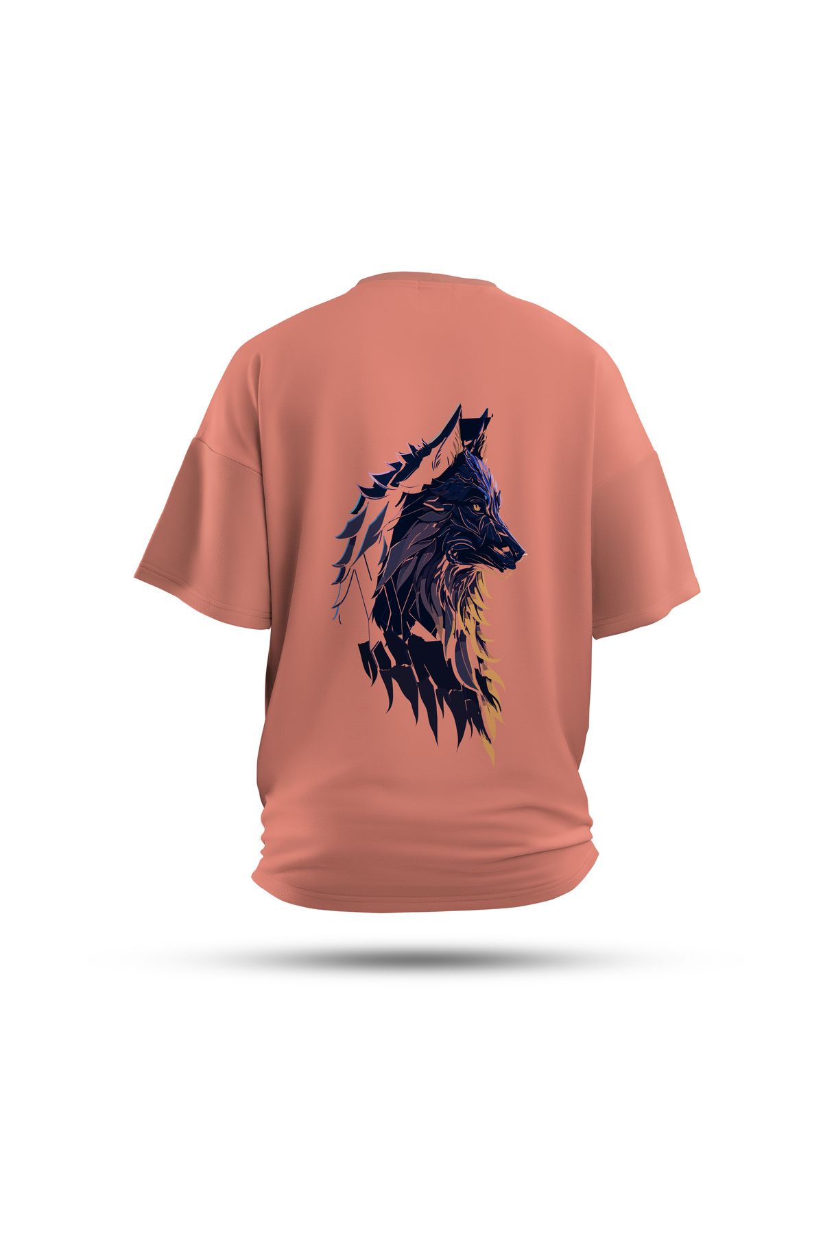 Zestia Unisex T-Shirt, Kurt Sırt Baskılı, Regular, %100 Pamuk, Somon T-Shirt No: 0027
