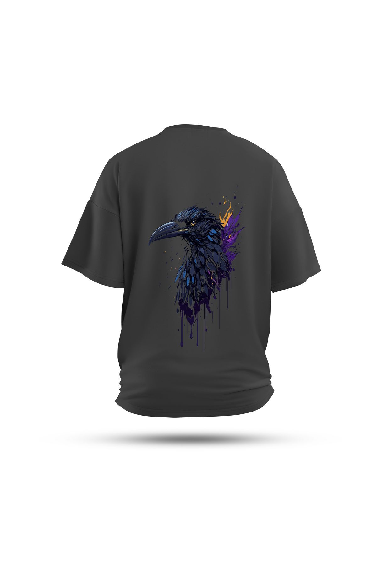 Zestia Unisex T-Shirt, Karga Sırt Baskılı, Regular, %100 Pamuk, Yeşil T-Shirt No: 0041