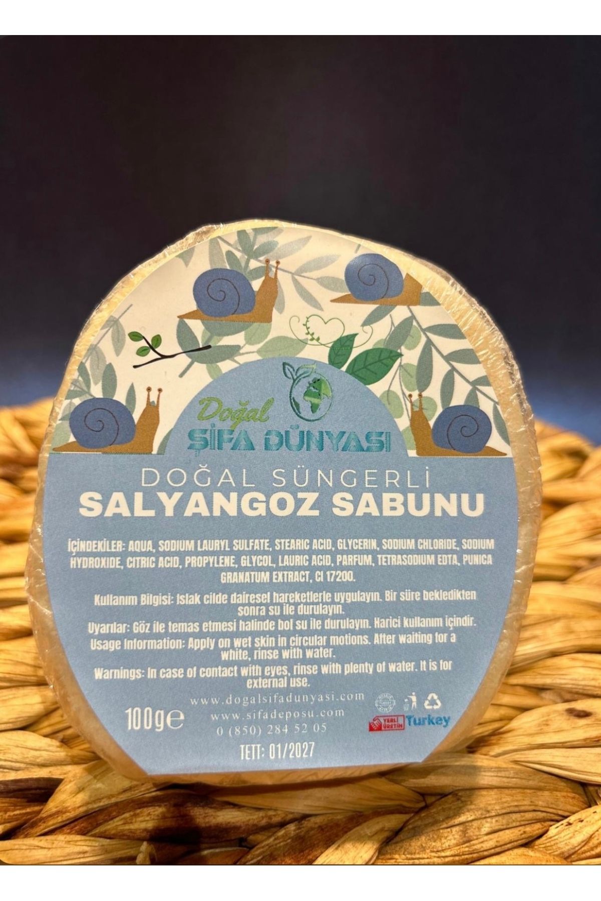 DogalSifaDünyası Salyangoz Özlü Doğal Süngerli Sabun